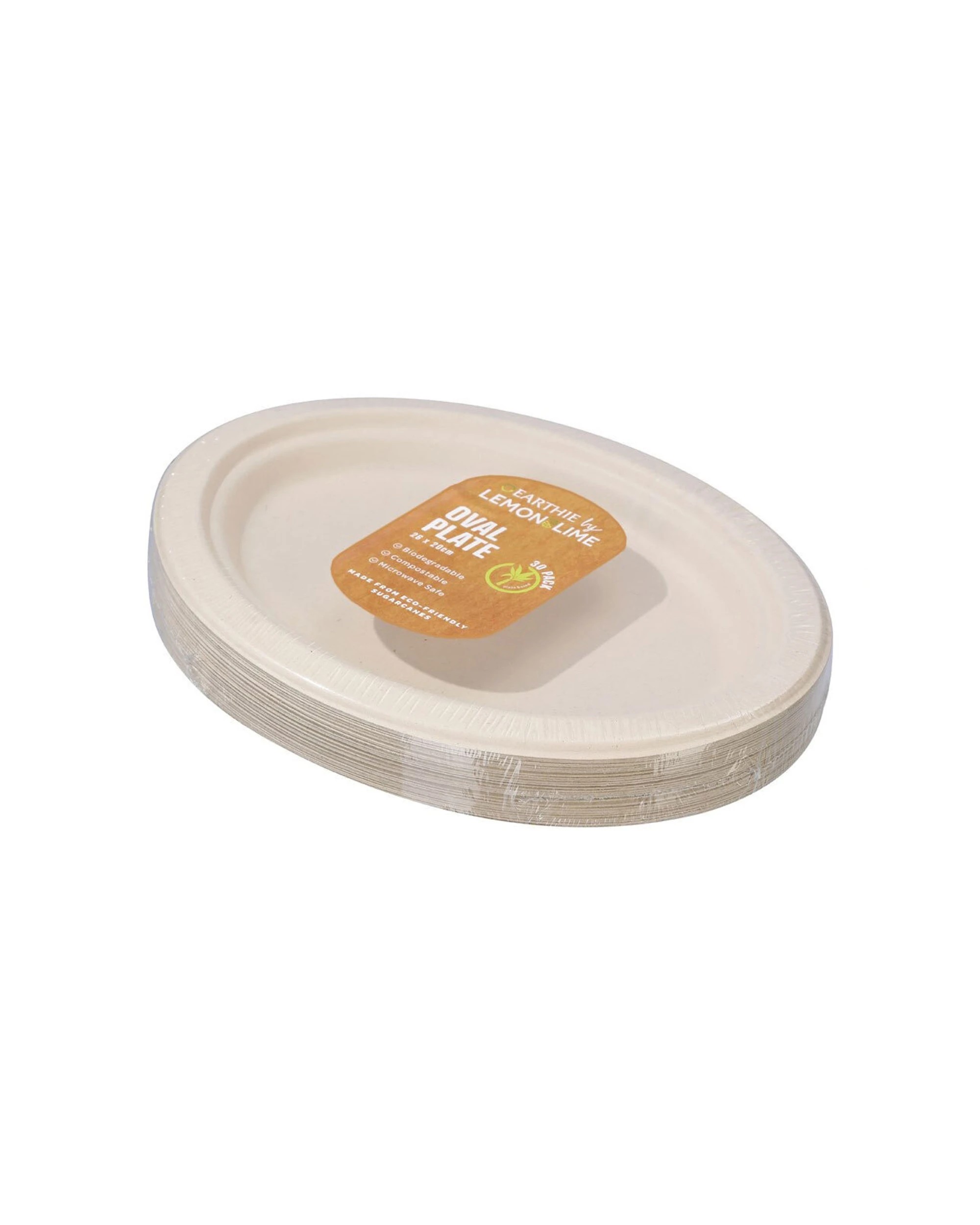 2 30pc Lemon & Lime Eco-friendly/biodegradable Disposable 26cm Oval Plate Natural
 - Natural, 2 of 3