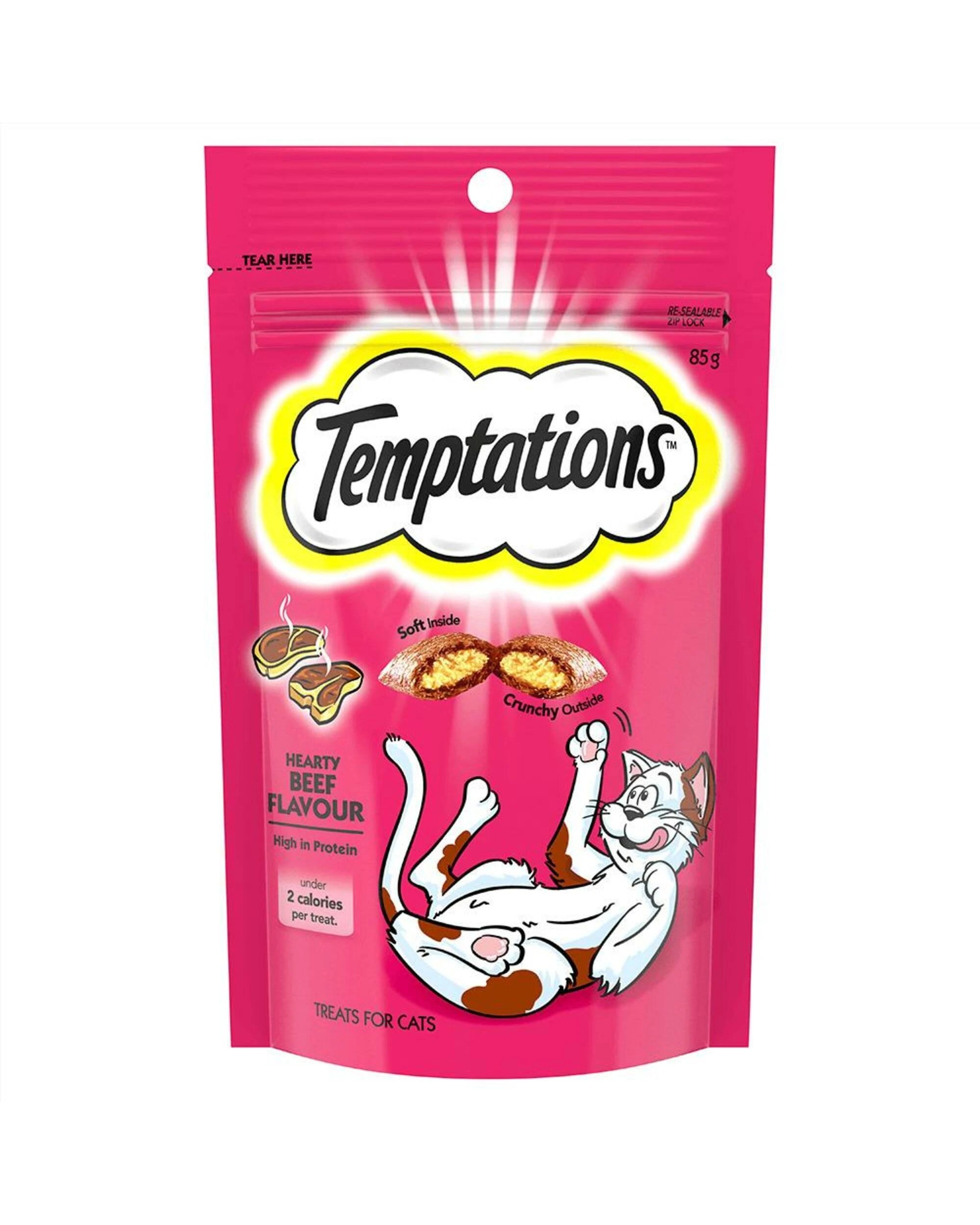 1 Temptations Hearty Beef Cat Treats 180g 5pk, 1 of 1