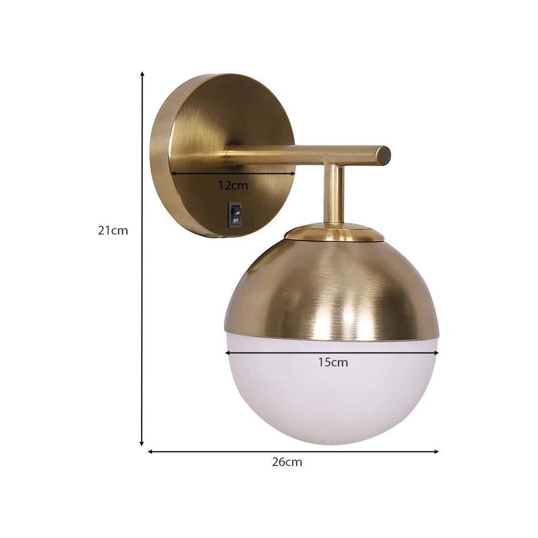 2 Sarantino Wall Lamp With Gold Metal Base And White Glass Shade, 2 of 10