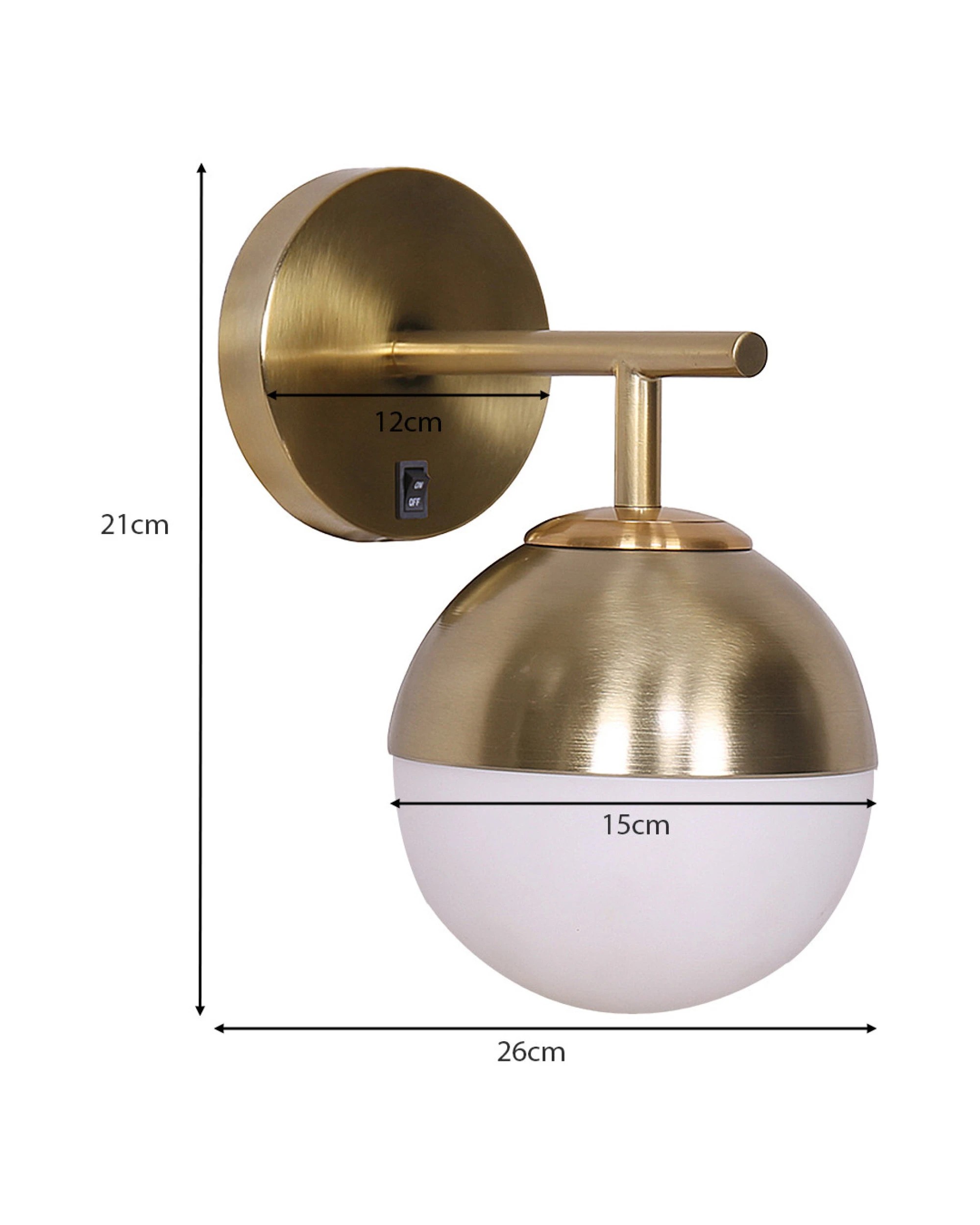 2 Sarantino Wall Lamp With Gold Metal Base And White Glass Shade, 2 of 10