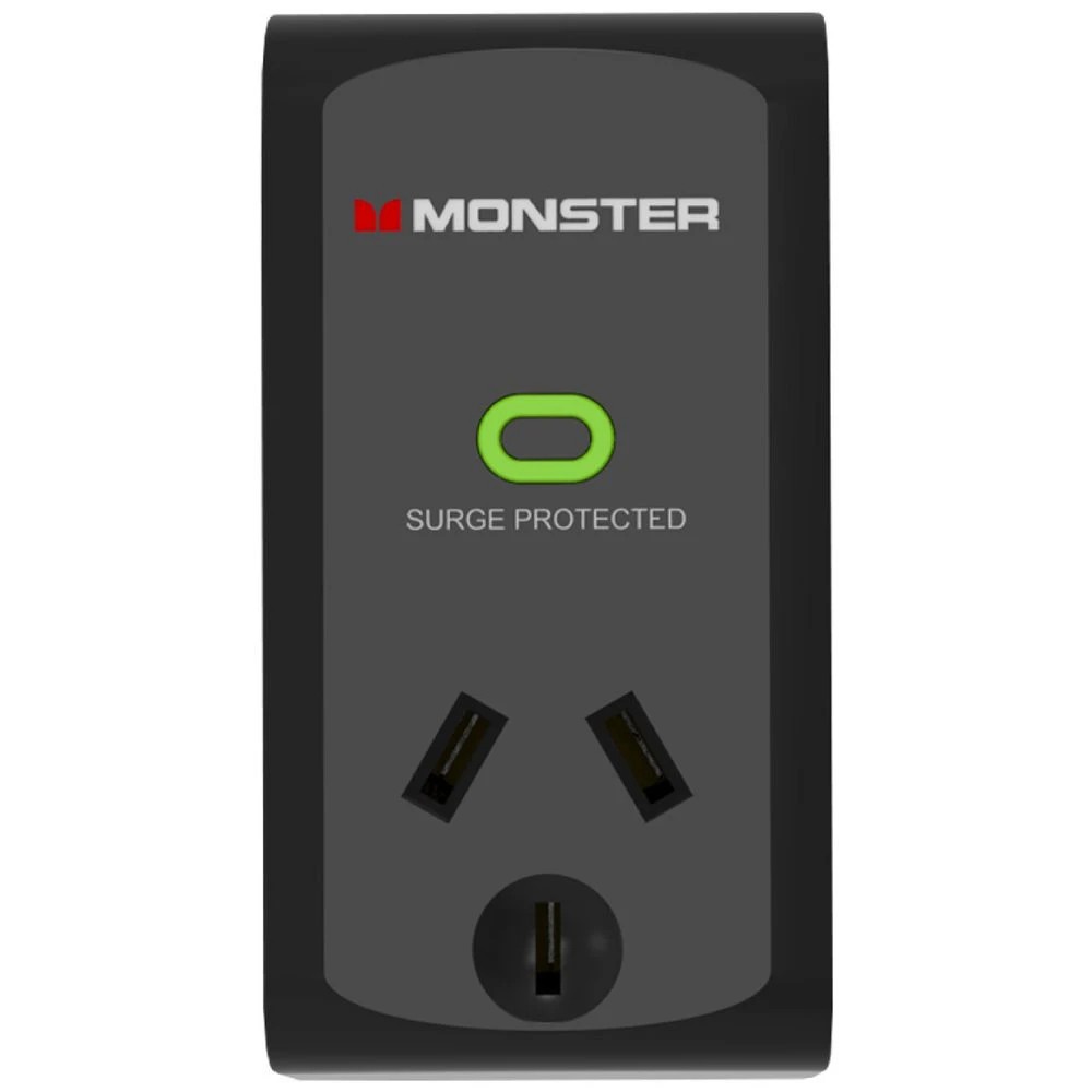 2 Monster 1 Socket Surge Protector Black, 2 of 3