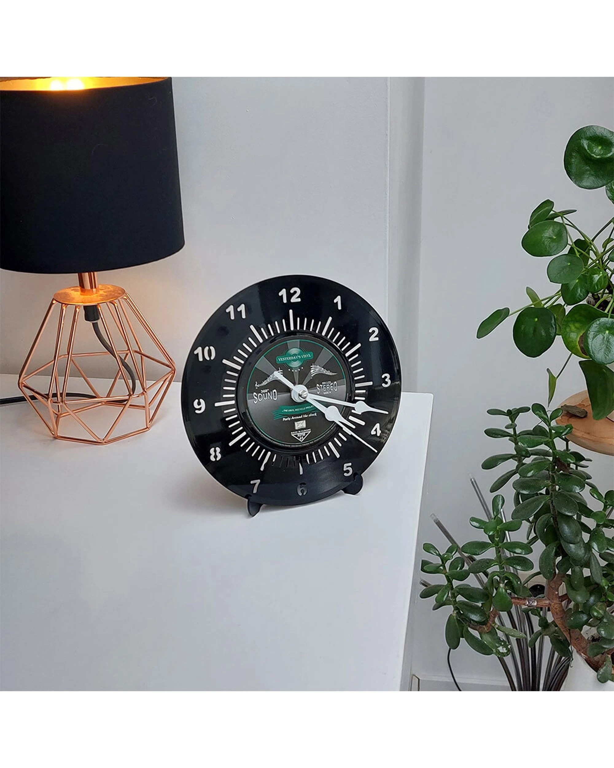 4 Yesterday's Vinyl Music Lover 18cm Desk Clock Silent Movement - Black, 4 of 4