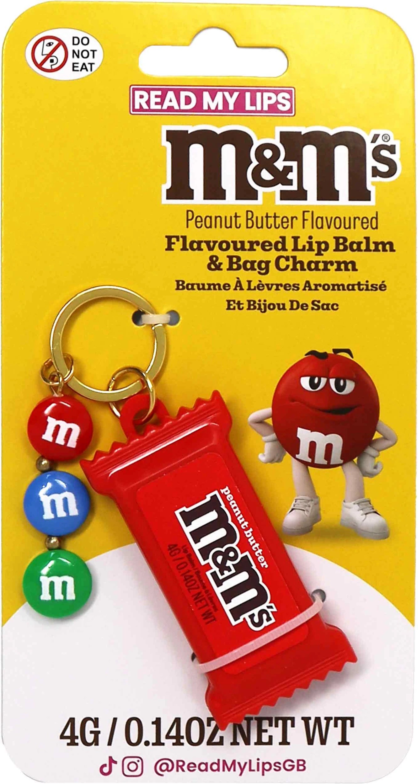 1 M&M’s Read My Lips Lip Balm and Bag Charm 4g - Peanut Butter Flavoured, 1 of 3