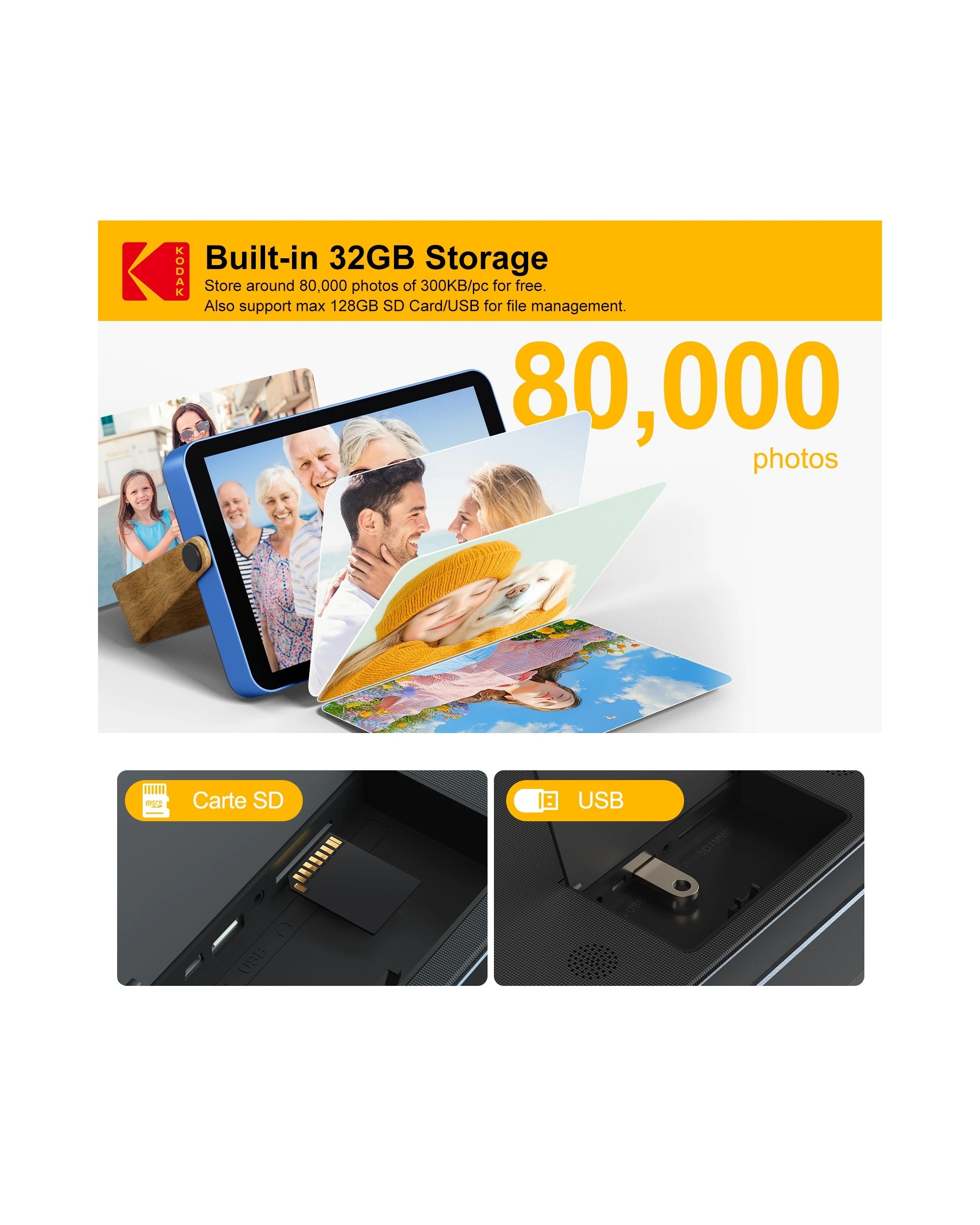 6 Kodak RWF-108 10 Inch Portable Wi-Fi Photo Frame 32GB Ocean Blue, 6 of 9