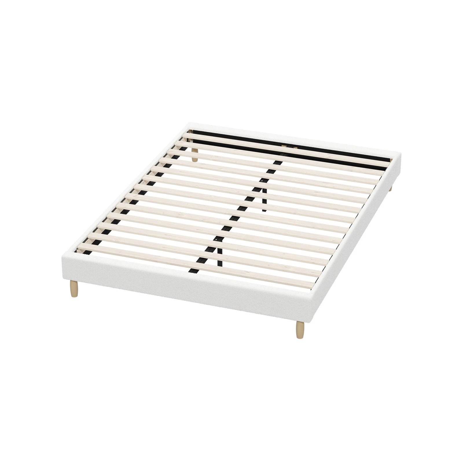 8 Oikiture Queen Bed Base Boucle Bed Frame
 - White, 8 of 10