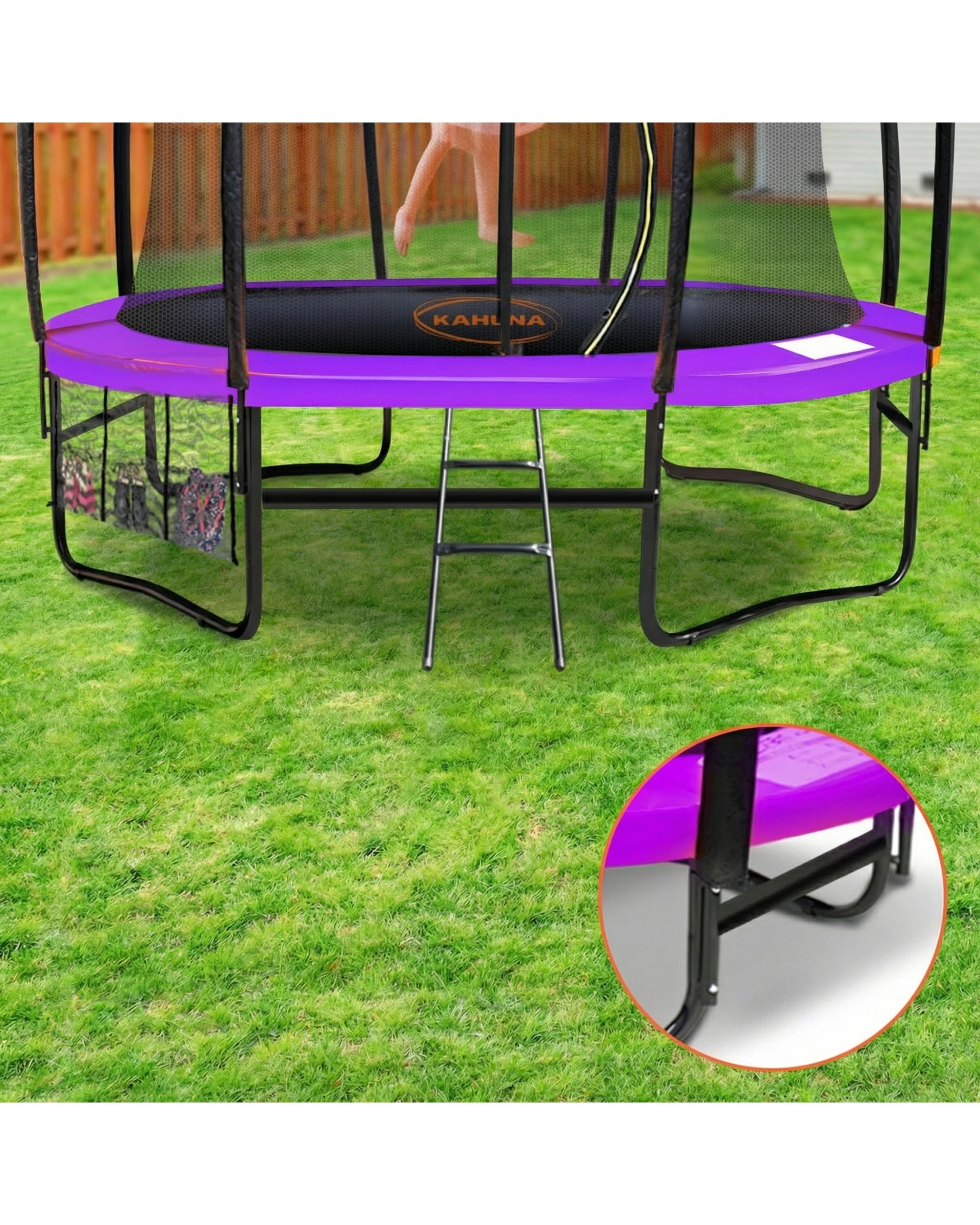 9 Kahuna Trampoline 6 ft with Basketball Set and Roof - Purple, 9 of 9