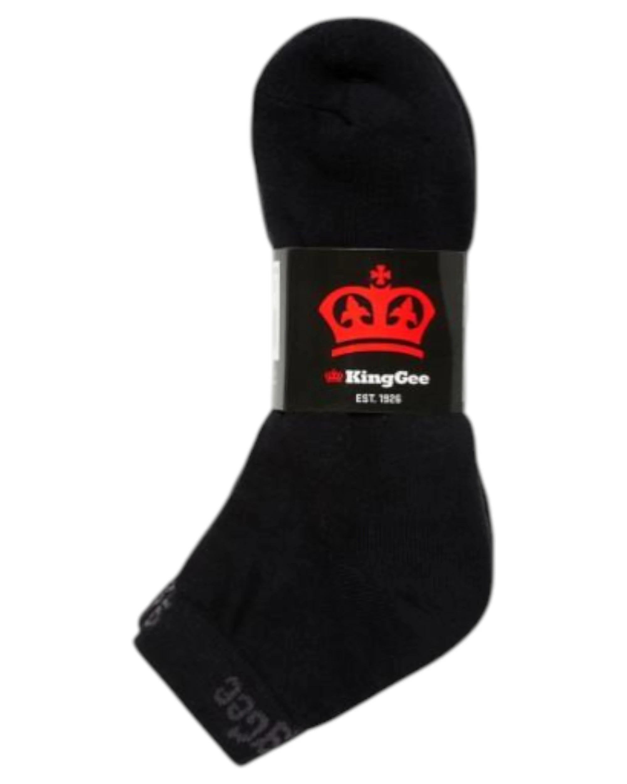 3 KingGee 10 Pairs Mens Work Socks Black Crew BLACK, 3 of 4