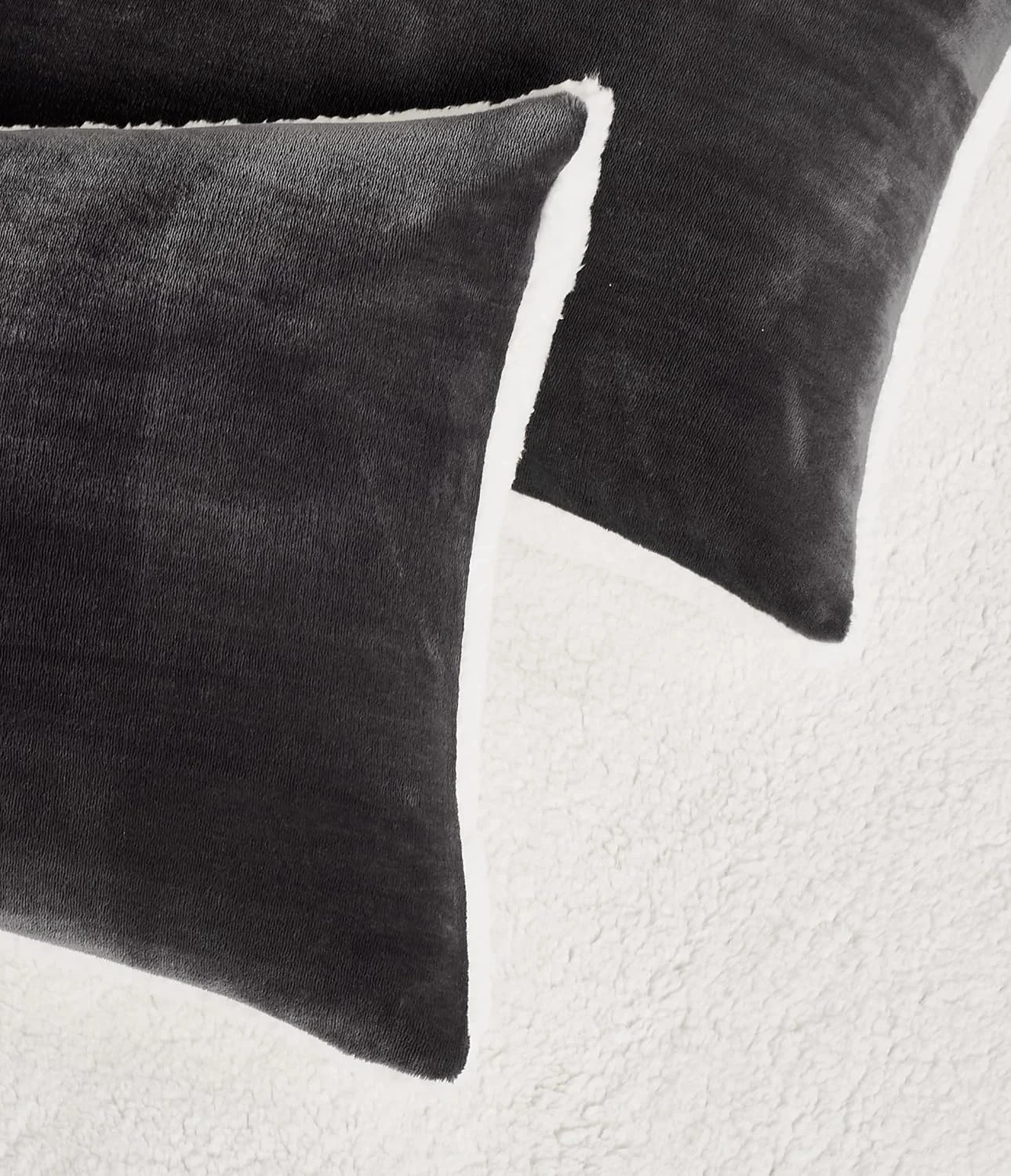 9 Gioia Casa 2-in-1 Teddy Sherpa Quilt Cover Set Warm Reversible - Queen Bed - Charcoal, 9 of 9