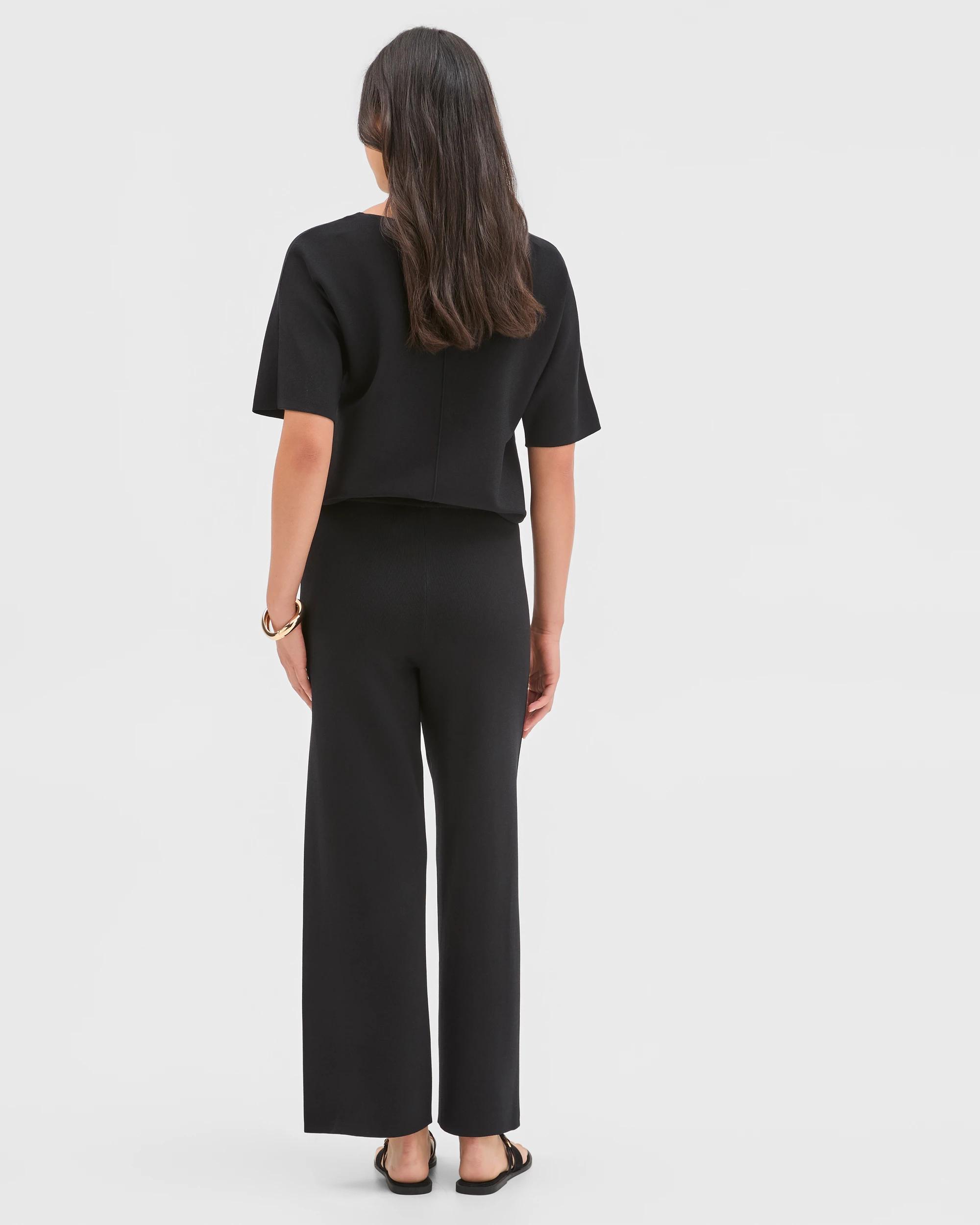 5 Preview Crepe Knit Straight Leg Pants BLACK, 5 of 6