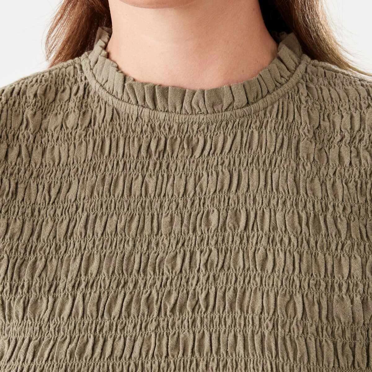 5 Long Sleeve Shirred Bodice Top Pave Grey, 5 of 7