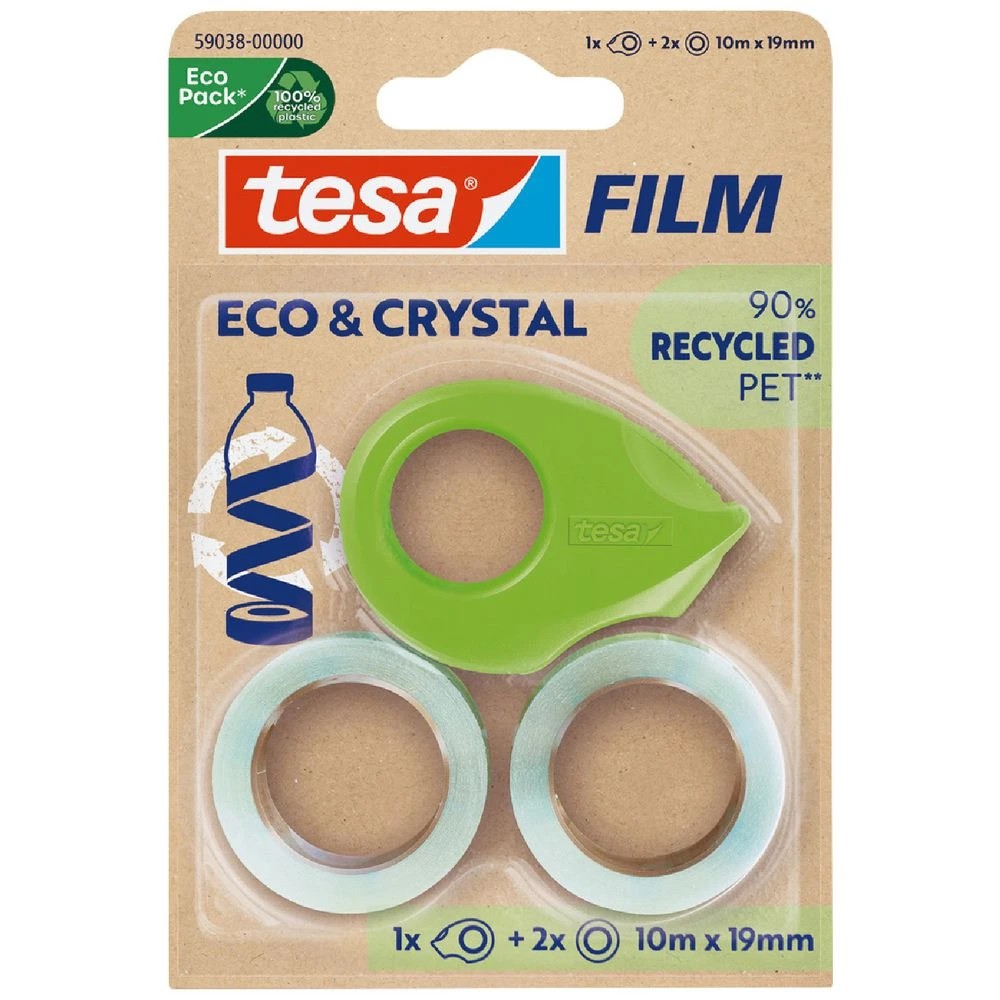 1 Tesa Eco and Crystal Tape and Mini Dispenser 10m x 19 mm 2pk, 1 of 6