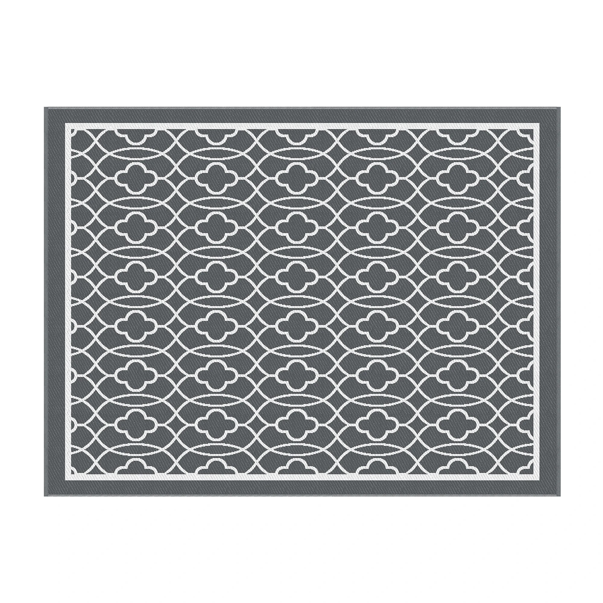 1 Gardeon Outdoor Rugs 274x366cm Large Carpet Reversible Area Mat PP Dual-Sided Patio Rug - Grey, 1 of 7