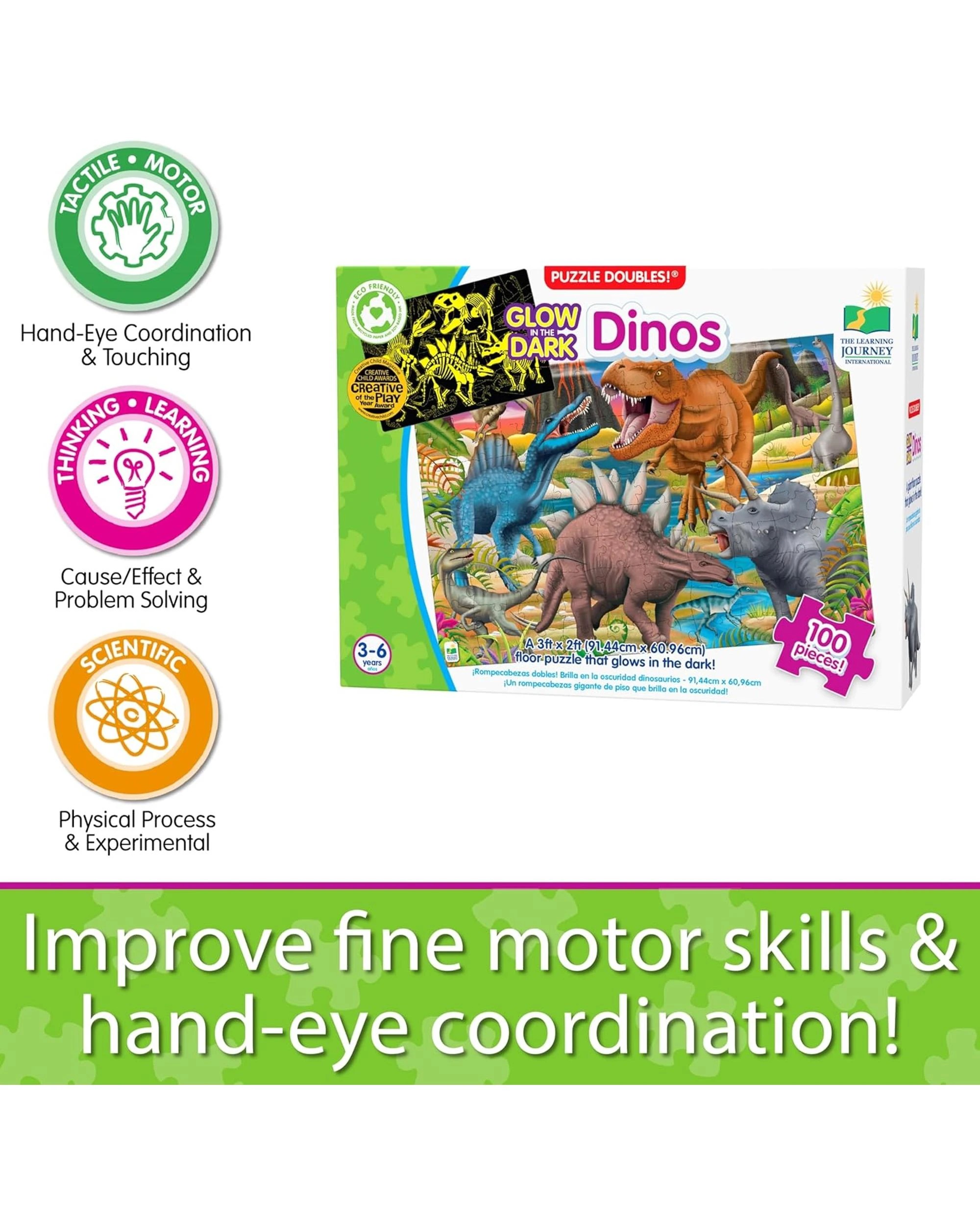 3 The Learning Journey Puzzle Doubles Glow in the Dark Dinos, 3 of 6