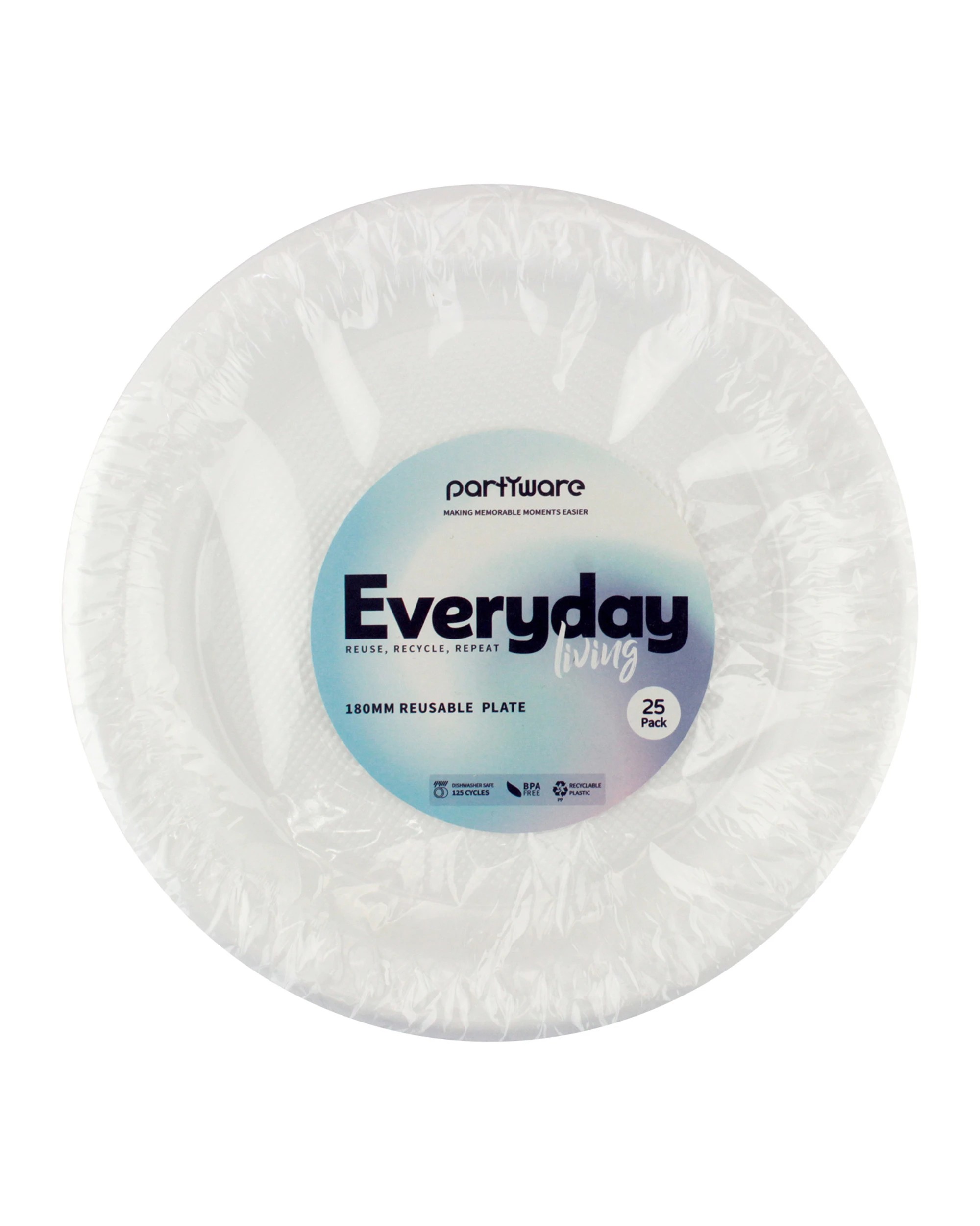 2 Everyday Living Reusable White Plastic Small Plates (Pack of 25) - White, 2 of 2