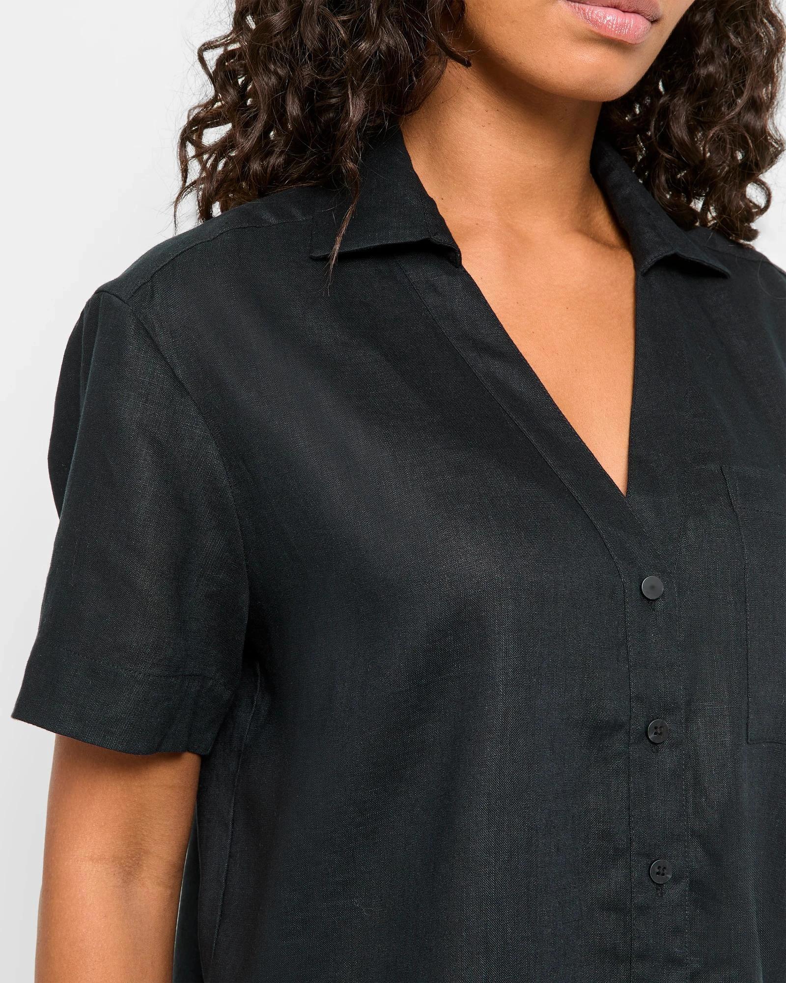 5 Target Woman European Linen Shirt BLACK, 5 of 5