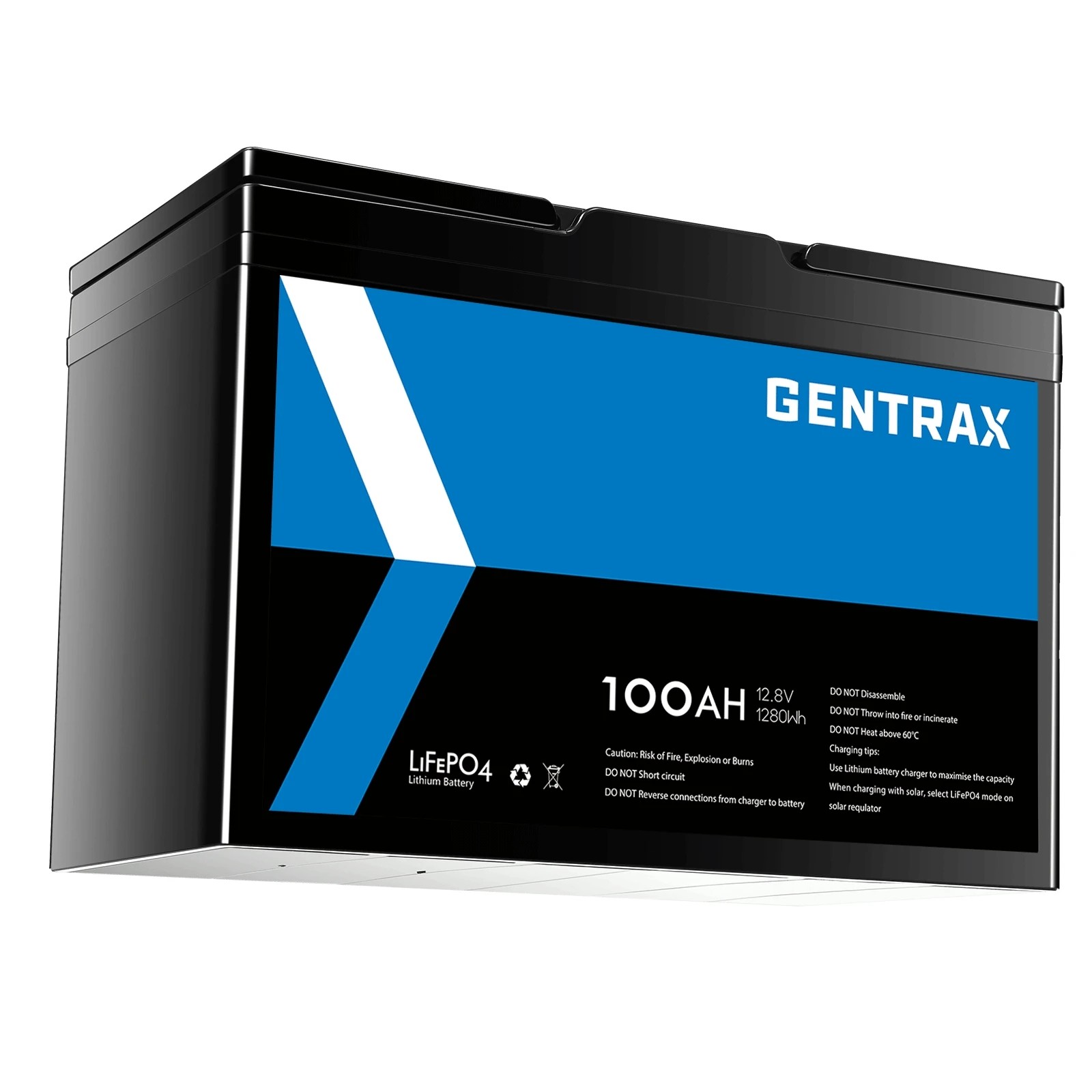 2 GENTRAX 12V 100Ah Lithium Battery + 1m 60A Fuse M8 Cable, 2 of 10