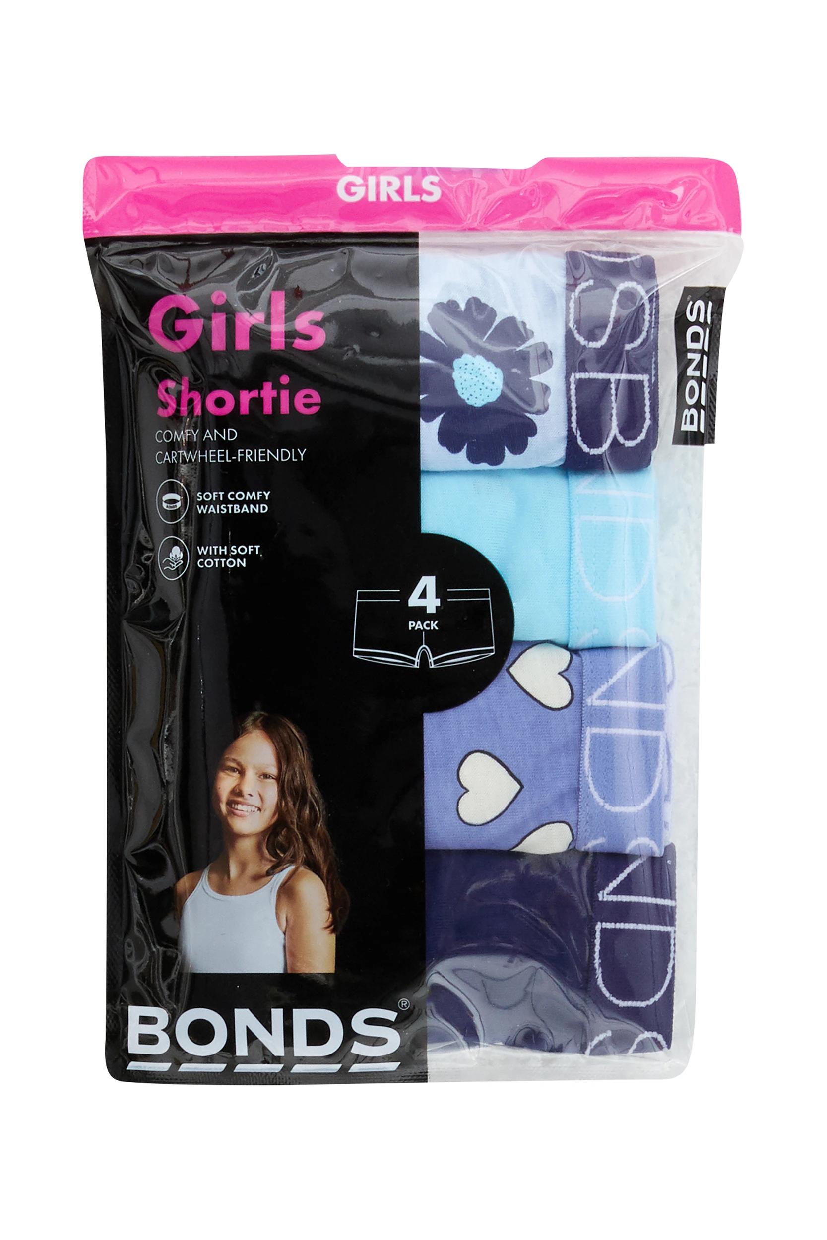 3 Bonds 4 Pack Older Girls Shortie MINI BLUE WILDFLOWER, 3 of 3