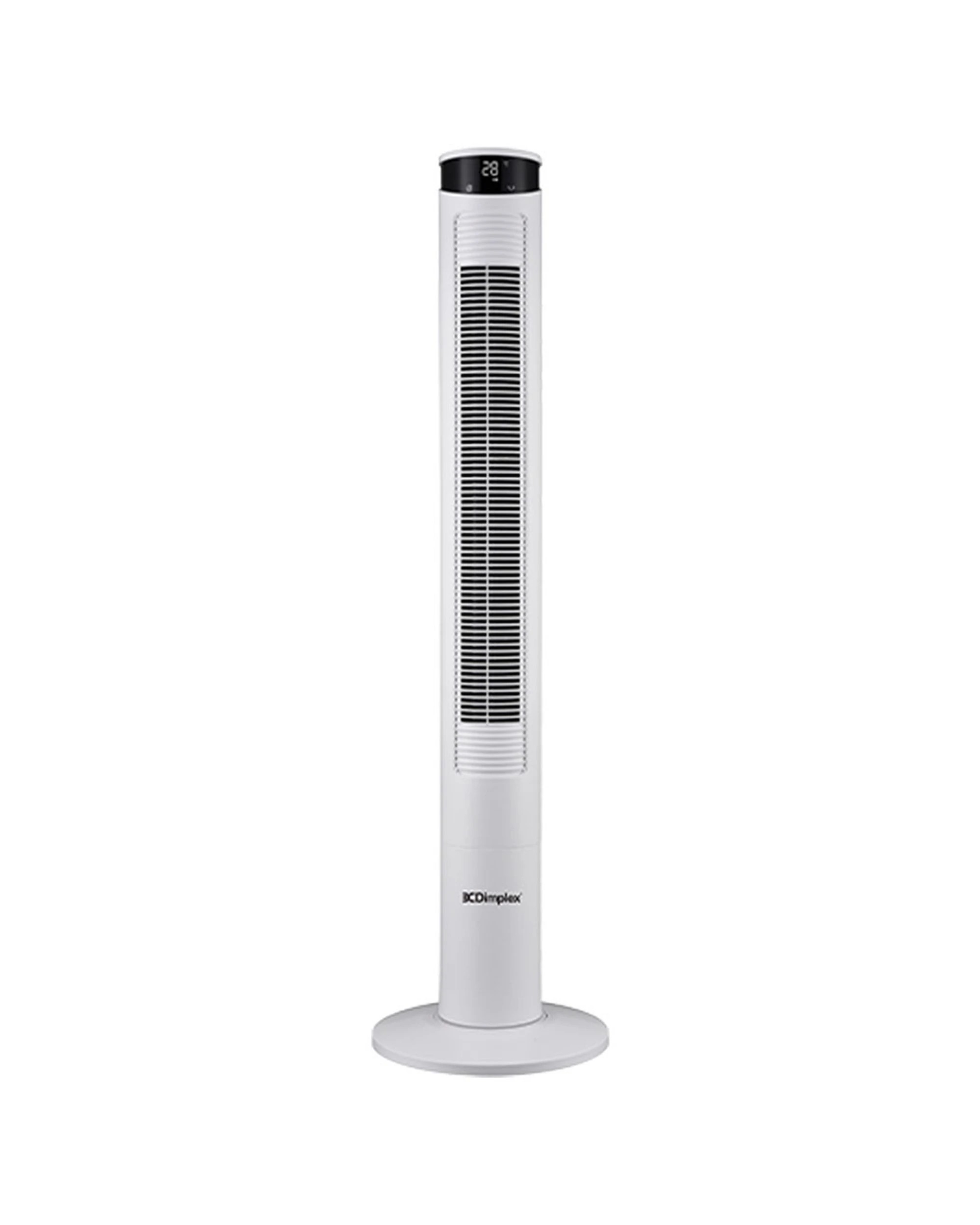 1 Dimplex 117cm Electric 45 Watt Tower Fan W/remote Control/digital Display - White, 1 of 5