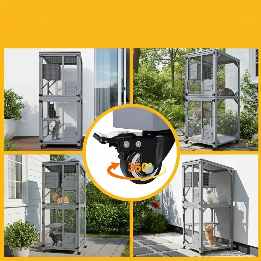 7 i.Pet Cat House Wooden 180cm Rabbit Hutch Pet Condo Small Dog Enclosure - Grey, 7 of 7