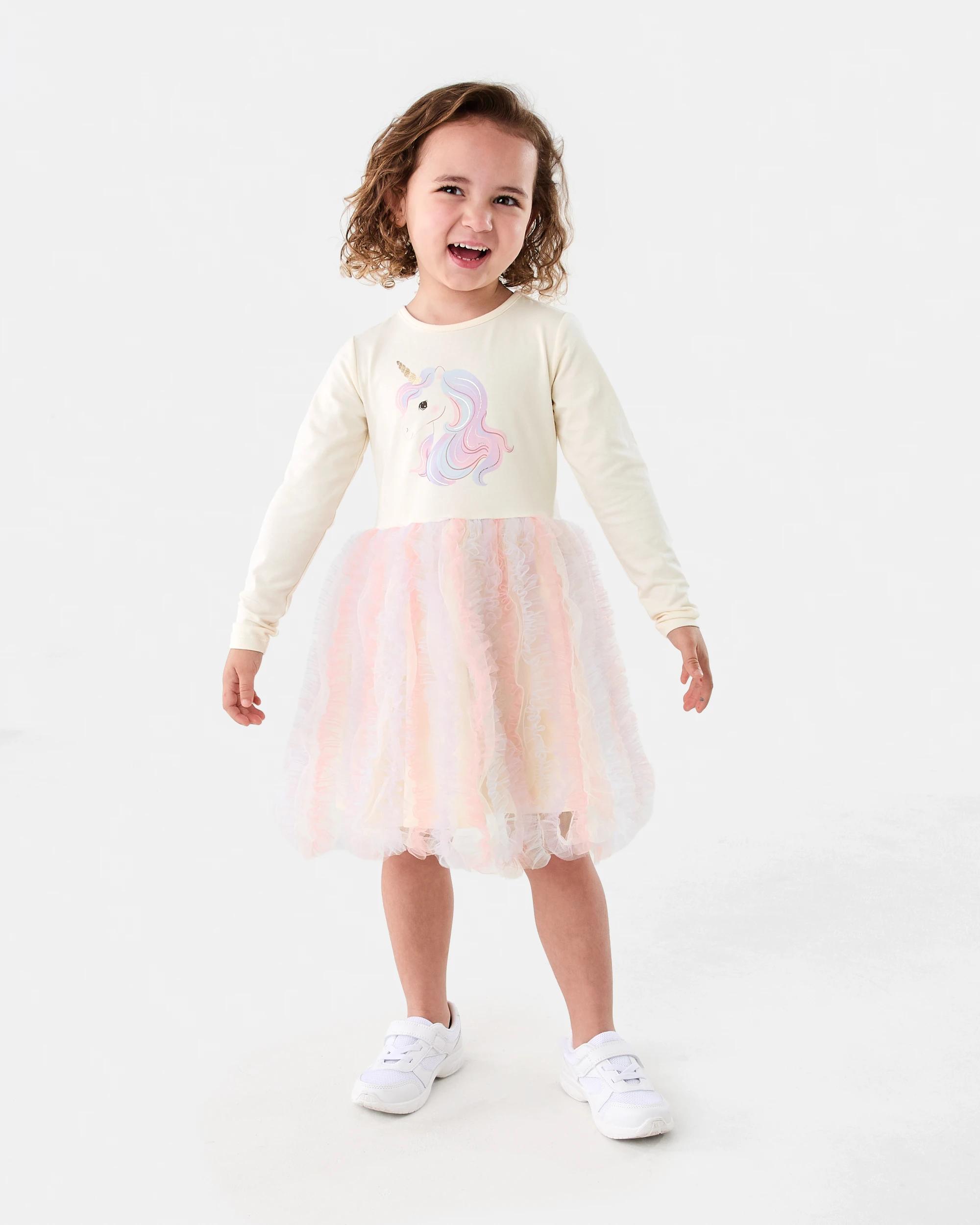 7 Long Sleeve Rib Tutu Dress Bge Unicrn, 7 of 8