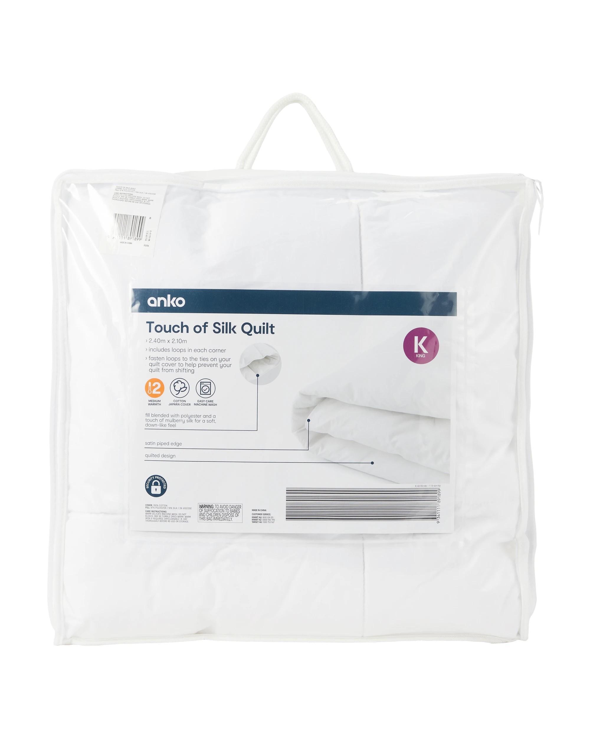 1 Touch of Silk Quilt - King Bed, White, 1 of 8