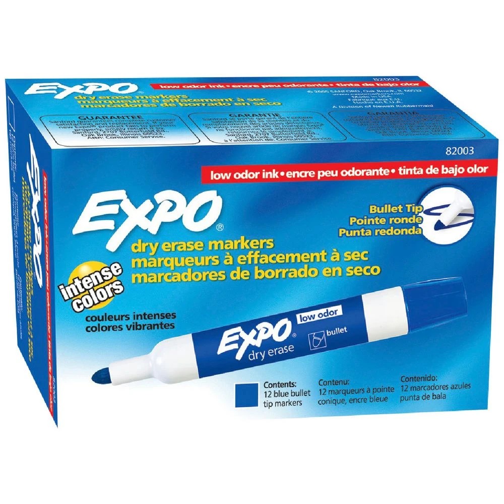 1 Expo Whiteboard Markers Bullet Blue 12 Pack, 1 of 5