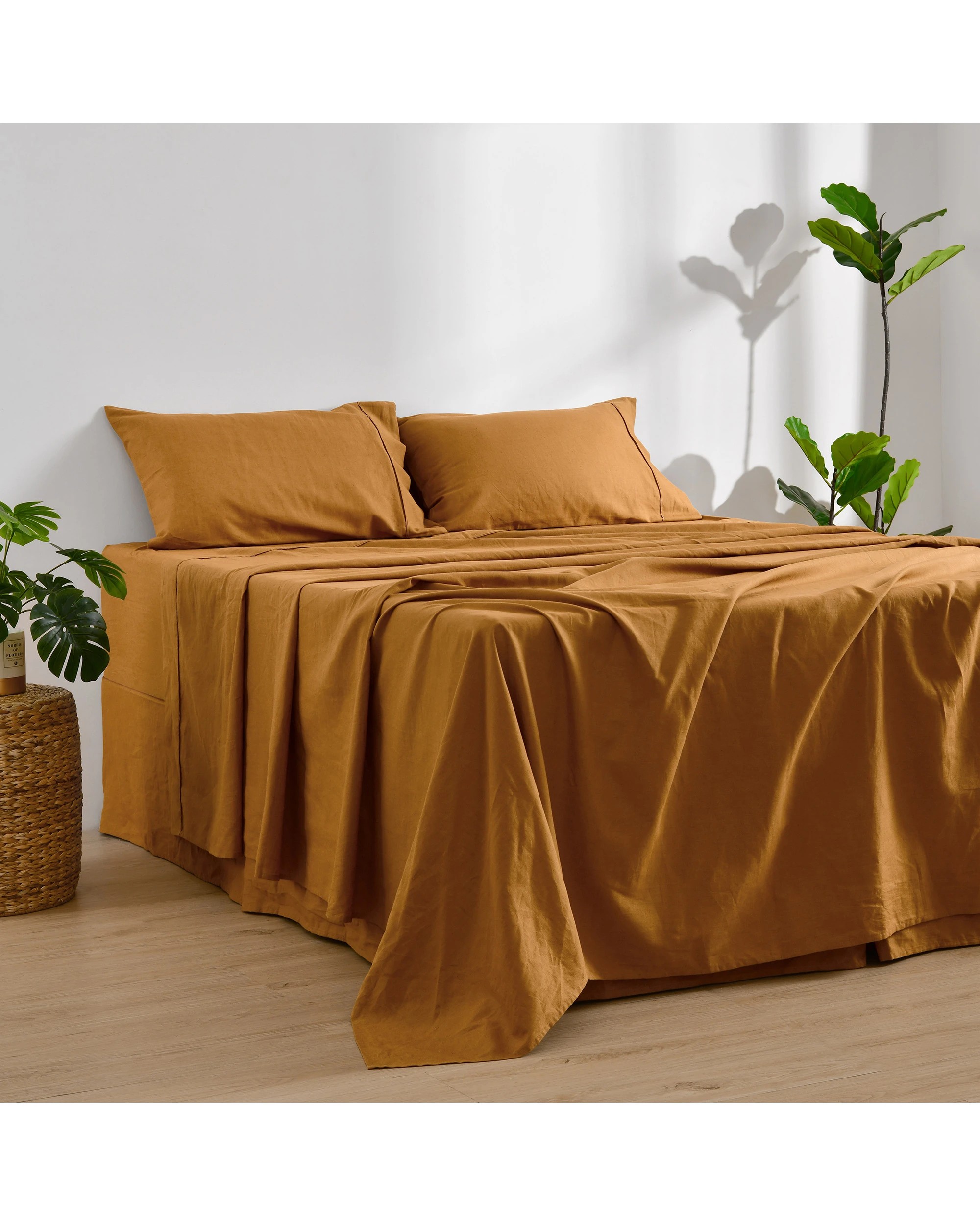 3 Dreamaker Linen Cotton Sheet Set - Queen Bed - Rust, 3 of 8