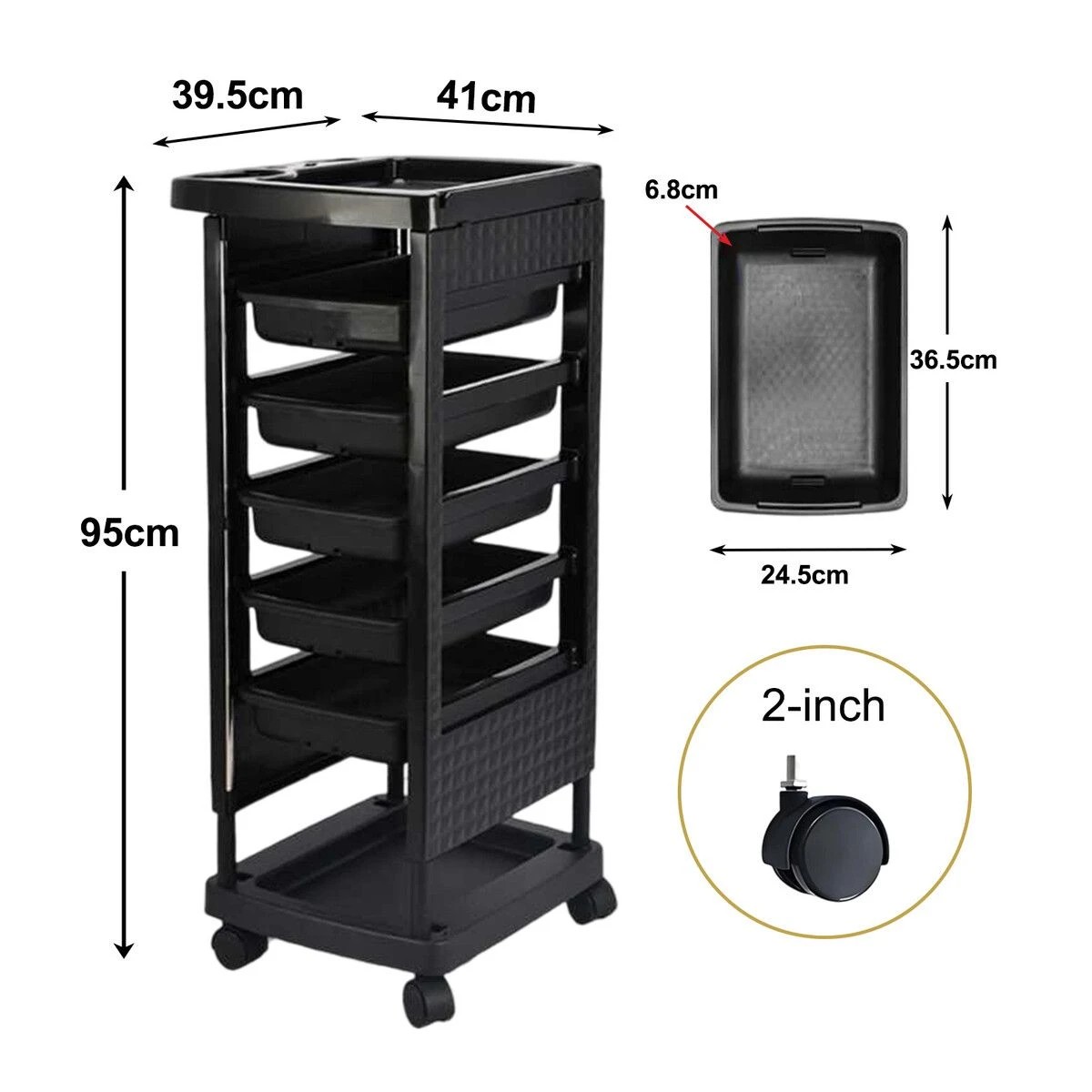 2 AUSWAY 6 Tier Hair Salon Trolley Spa Beauty Parlor Hairdressing Tool, 2 of 4