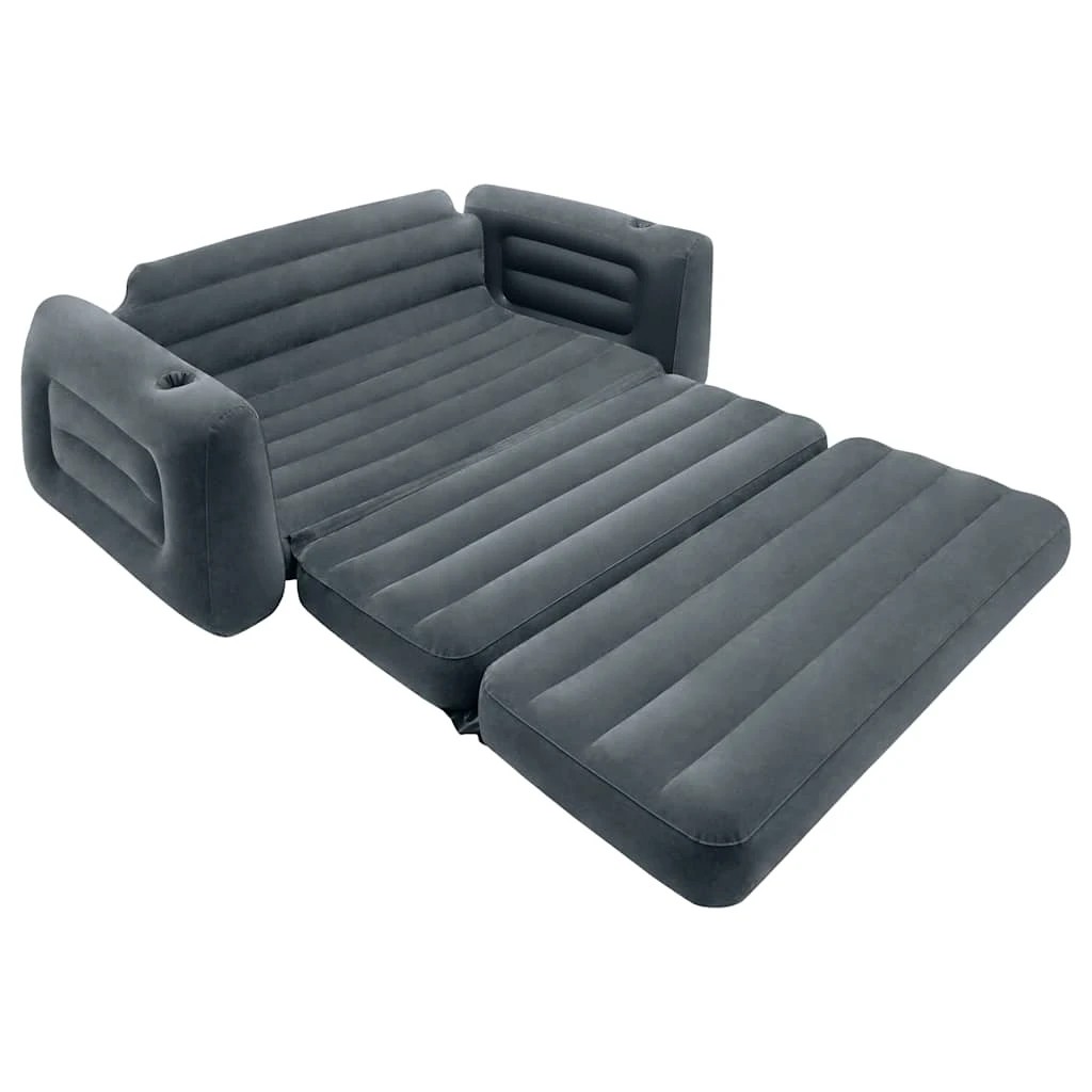 4 Intex Inflatable 203 X224x 66cm Pull Out Air Couch/sofa Bed W/drink Holder Grey
 - Grey, 4 of 7