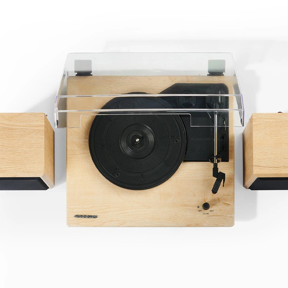 3 Crosley Brio Record Player Shelf System With Speakers - Natural - Beige, 3 of 5