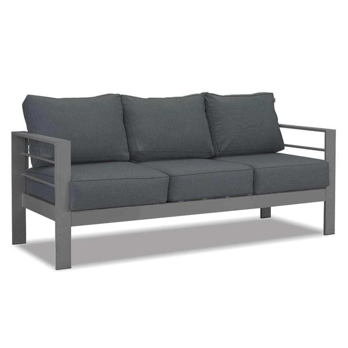 2 Moda Living Paris 5 Seater Charcoal Aluminium Sofa Lounge Set - Dark Grey Cushion - Charcoal, 2 of 7