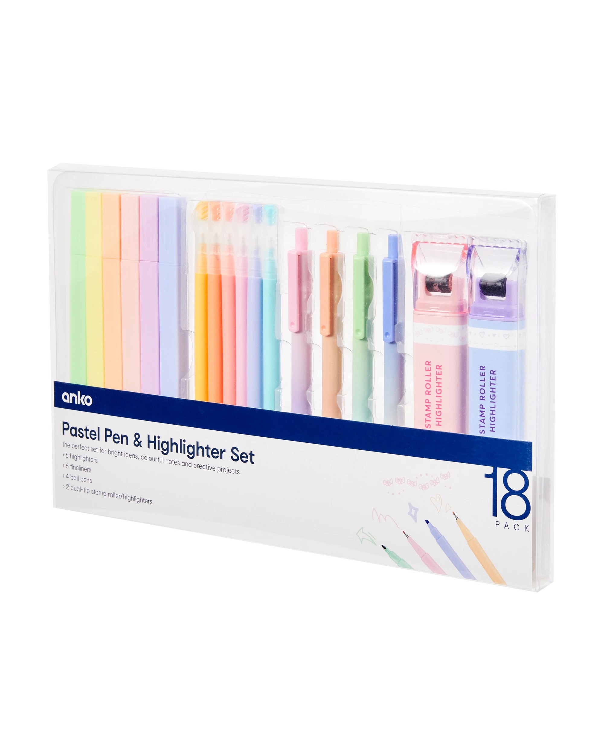 18 Pack Pastel Pen and Highlighter Set - Kmart
