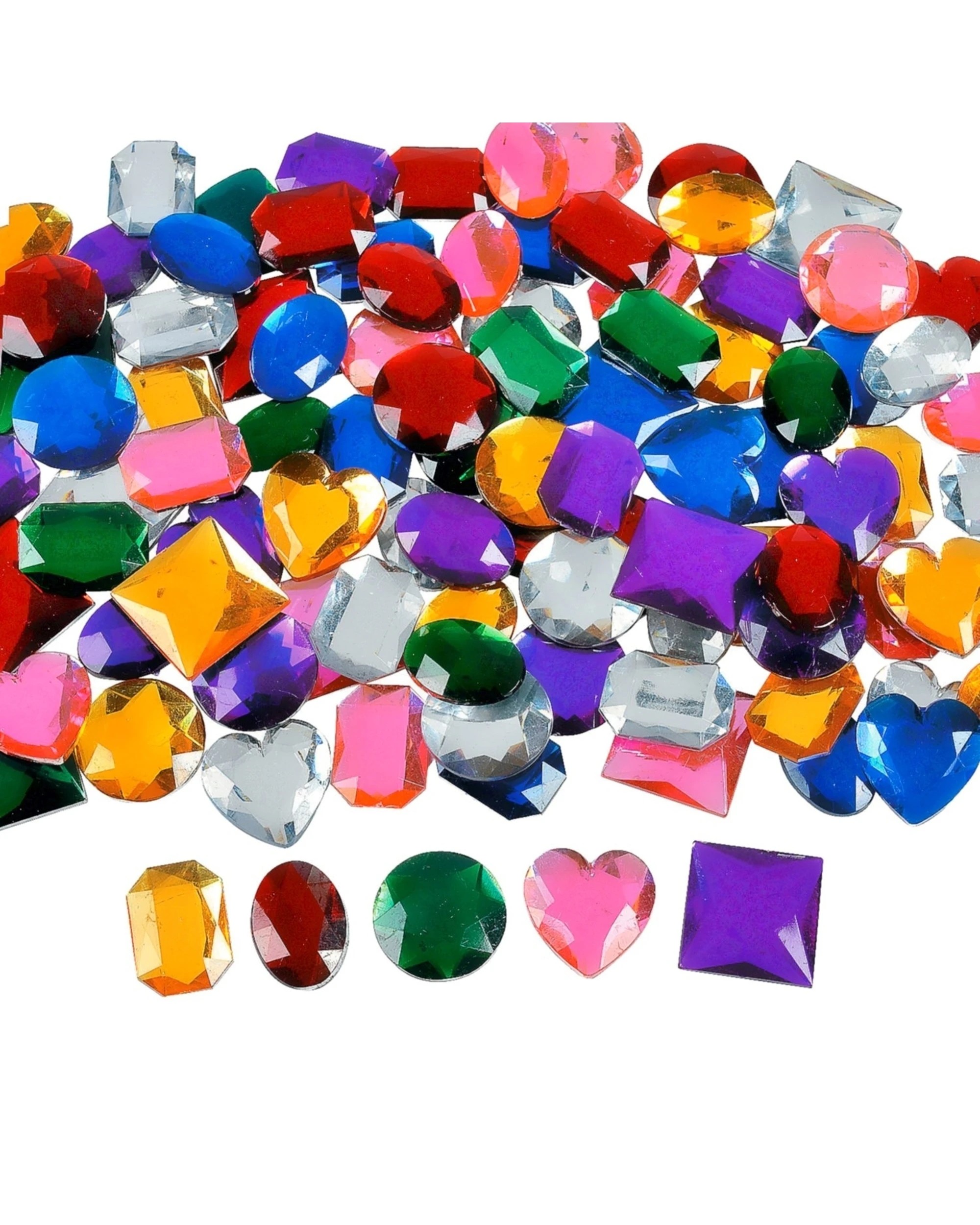 1 Partyrama Large Adhesive Acrylic Jewels Pack of 100 - One Size, 1 of 3