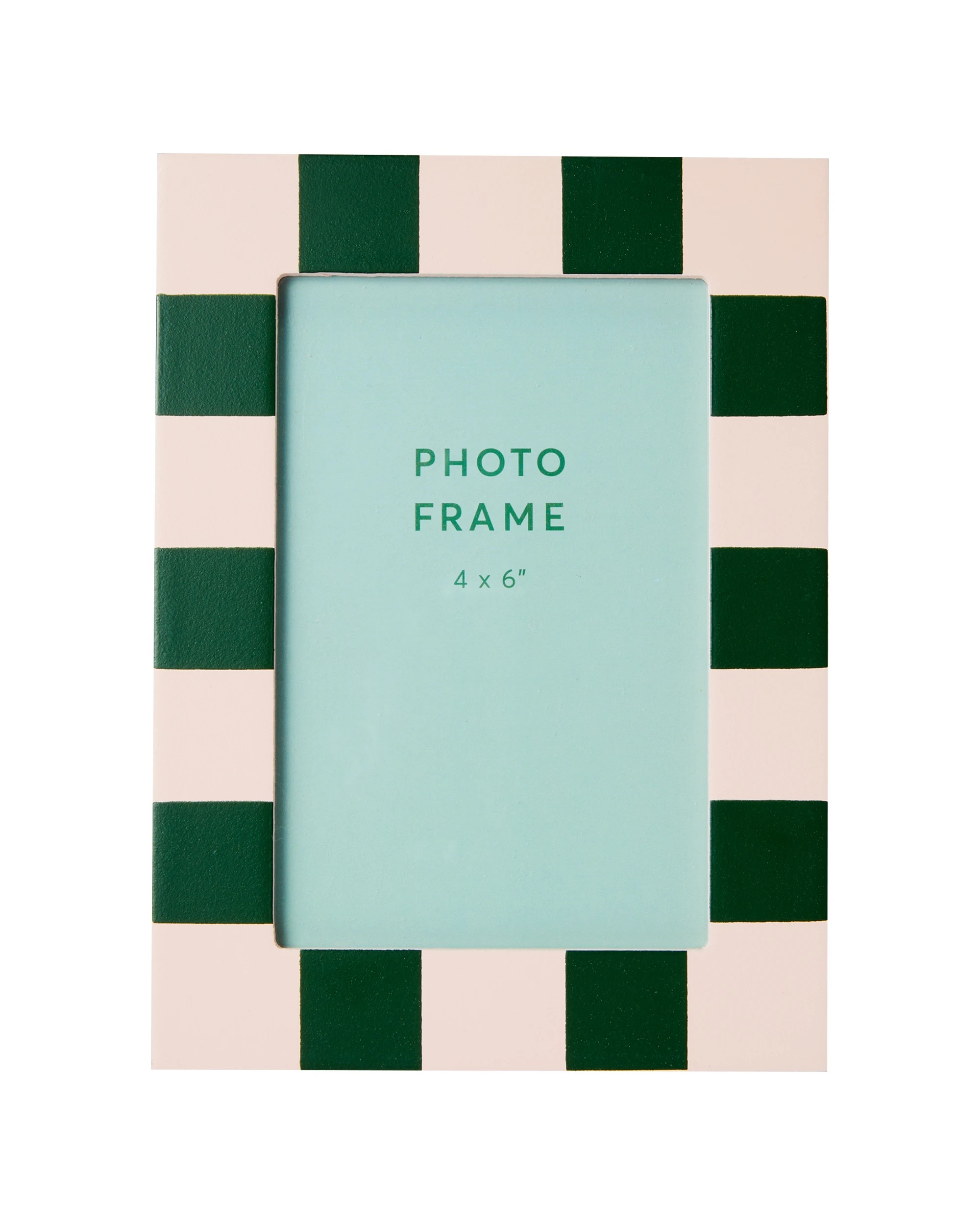1 Check Photo Frame 4in. x 6in. - Pink and Green, 1 of 5