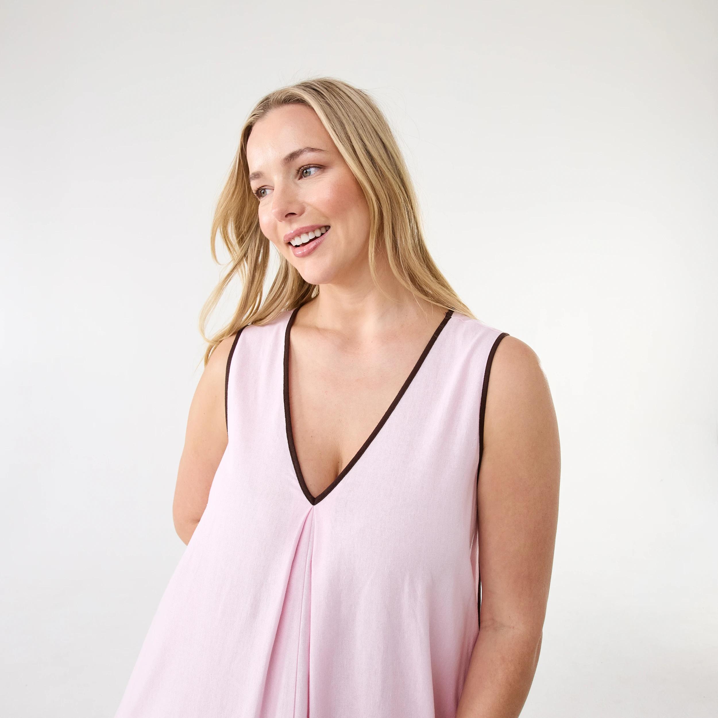 4 Sleeveless Trim Detail Maxi Dress Chery Pink, 4 of 10