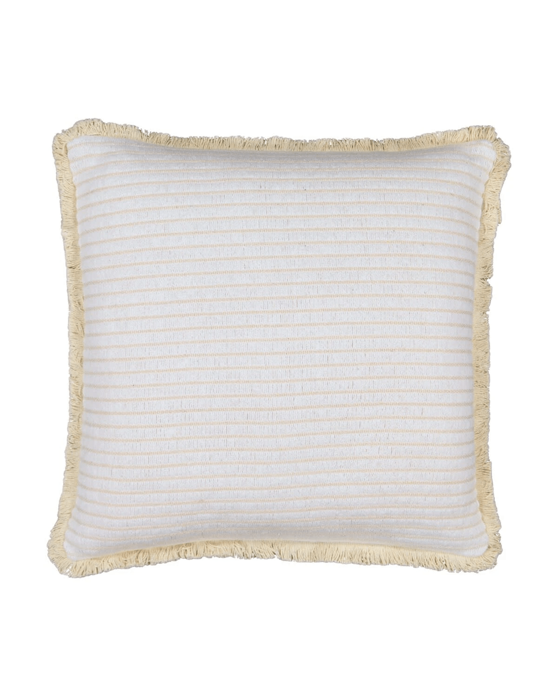 1 60cm Woven Fringe Cushion - White, 1 of 5