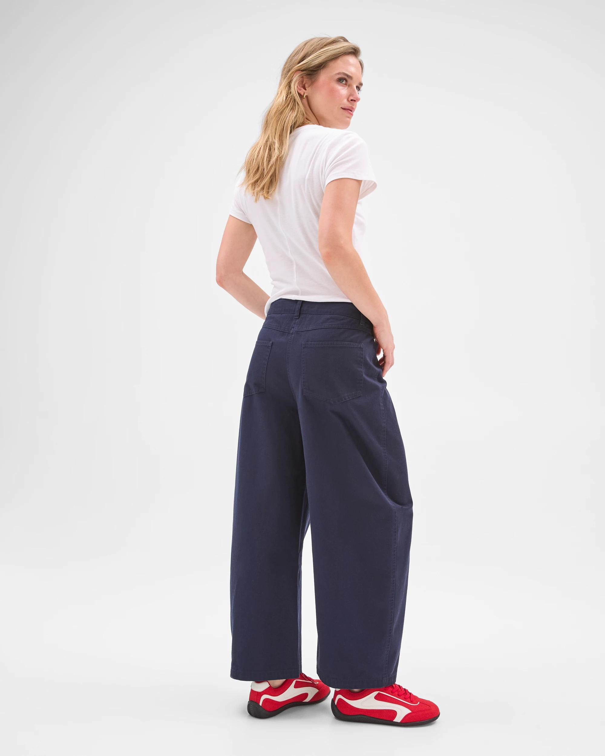 7 Lily Loves Australian Cotton Curved Pocket Barrel Leg Pants DEEP NAVY, 7 of 7