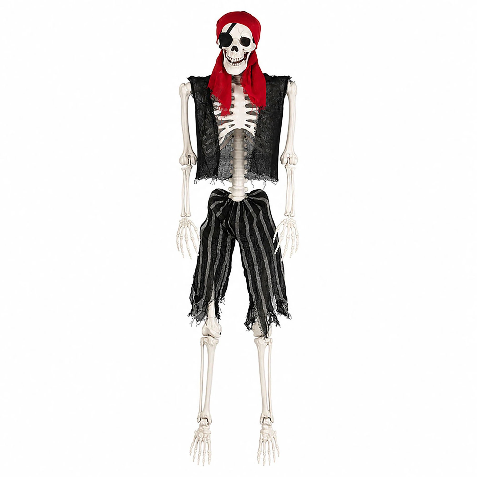 1 Yezi Halloween Skeleton 166cm Life Size Pirate Decor Poseable PE White, 1 of 8