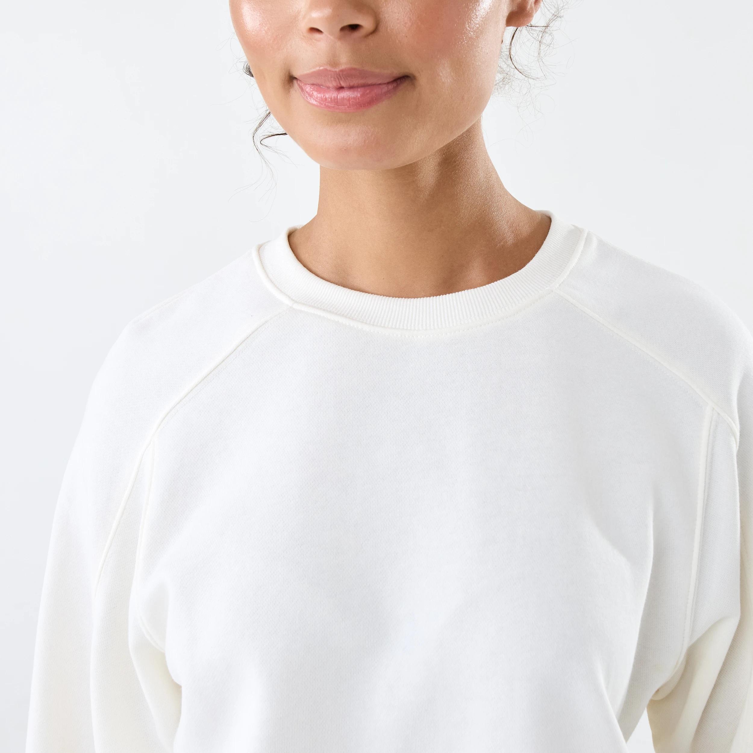 6 Active Womens Terry Sweater EGRET WHITE, 6 of 6