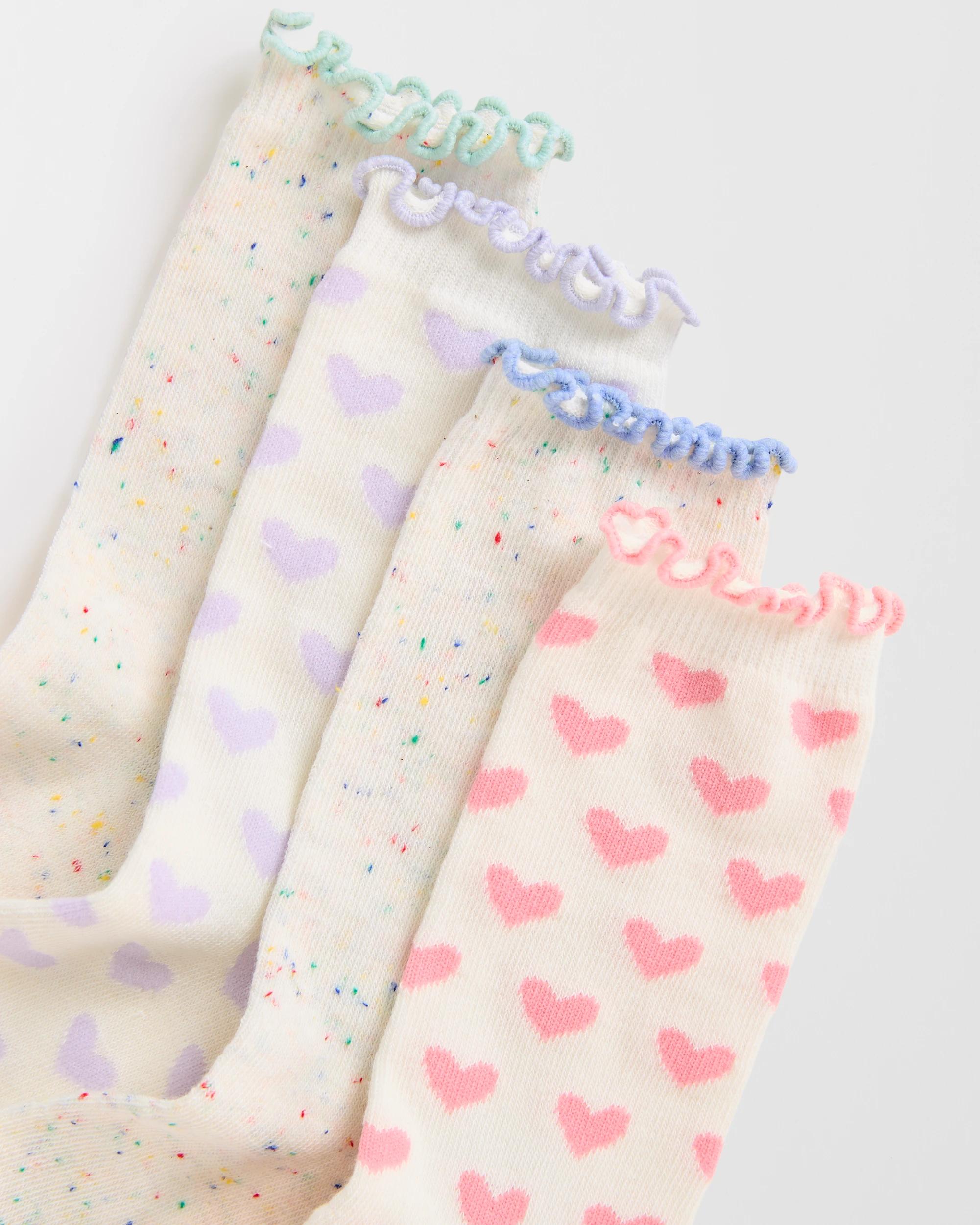2 Maxx 4 Pack Big Girls Quarter Crew Lurex Socks HEARTS, 2 of 3