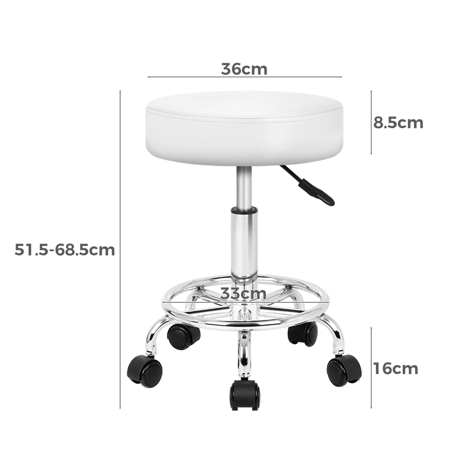 7 Alfordson 2x Salon Stool Round Swivel Barber Hair Dress Chair Gas Lift - White, 7 of 10