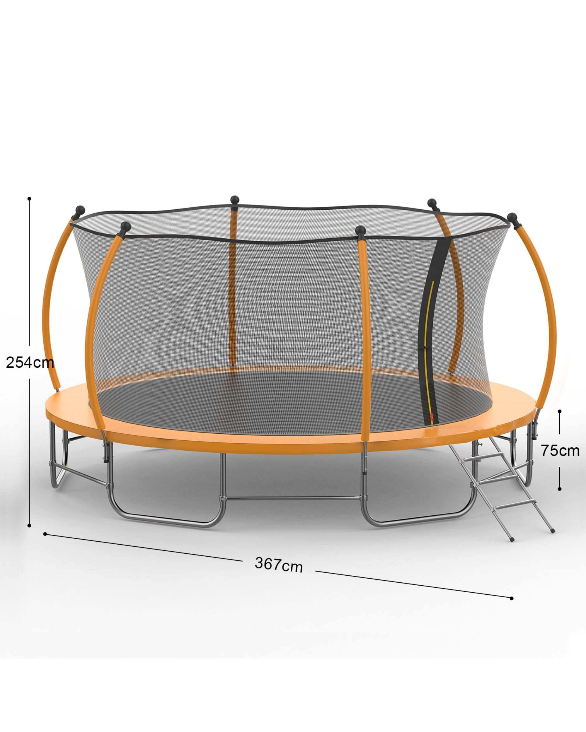 6 Advwin 12FT Trampoline Outdoor for Kids w/Safety Enclosure Net, Ladder, Max Limit 150 kg，Orange, 6 of 6