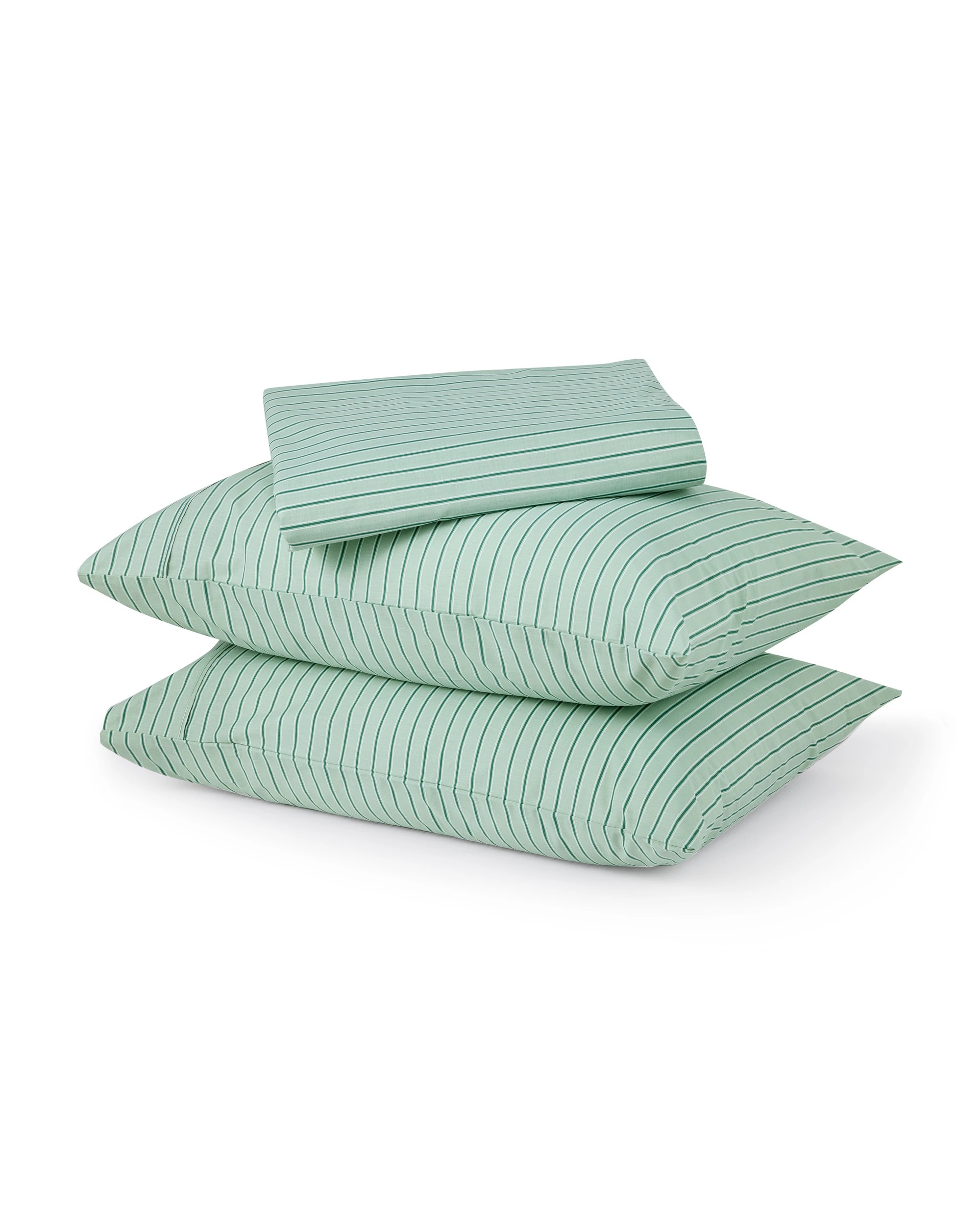 1 225 Thread Count Cotton Stripe Sheet Set - King Bed, Sage, 1 of 6
