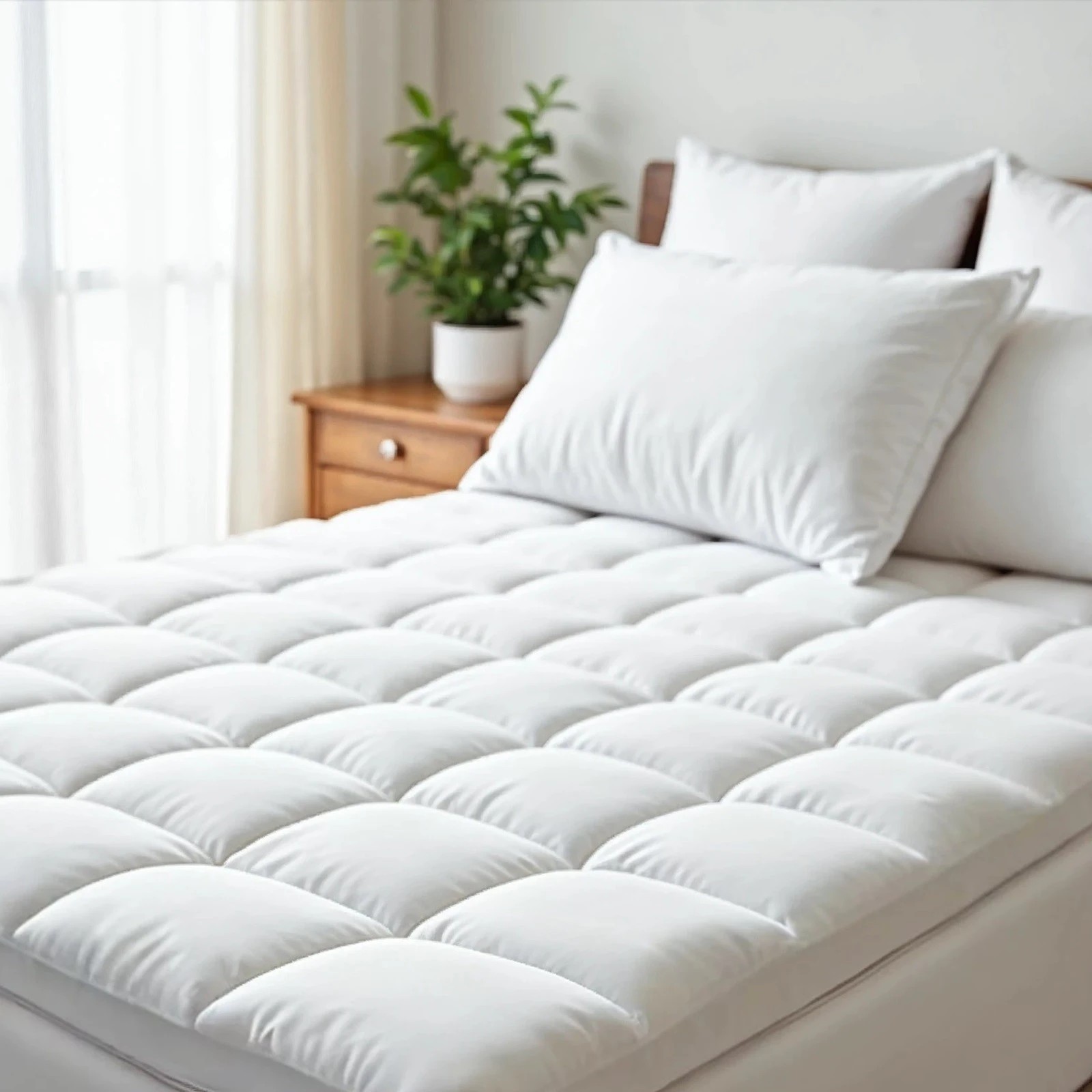 3 Royal Comfort Duck Feather and Down Mattress Topper 1800GSM Pillowtop Underlay - King Bed - White - King Bed - White, 3 of 5