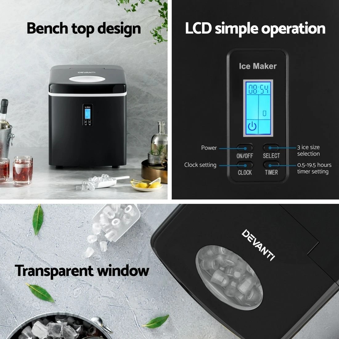 6 Devanti 15kg Ice Maker Machine - Black, 6 of 8