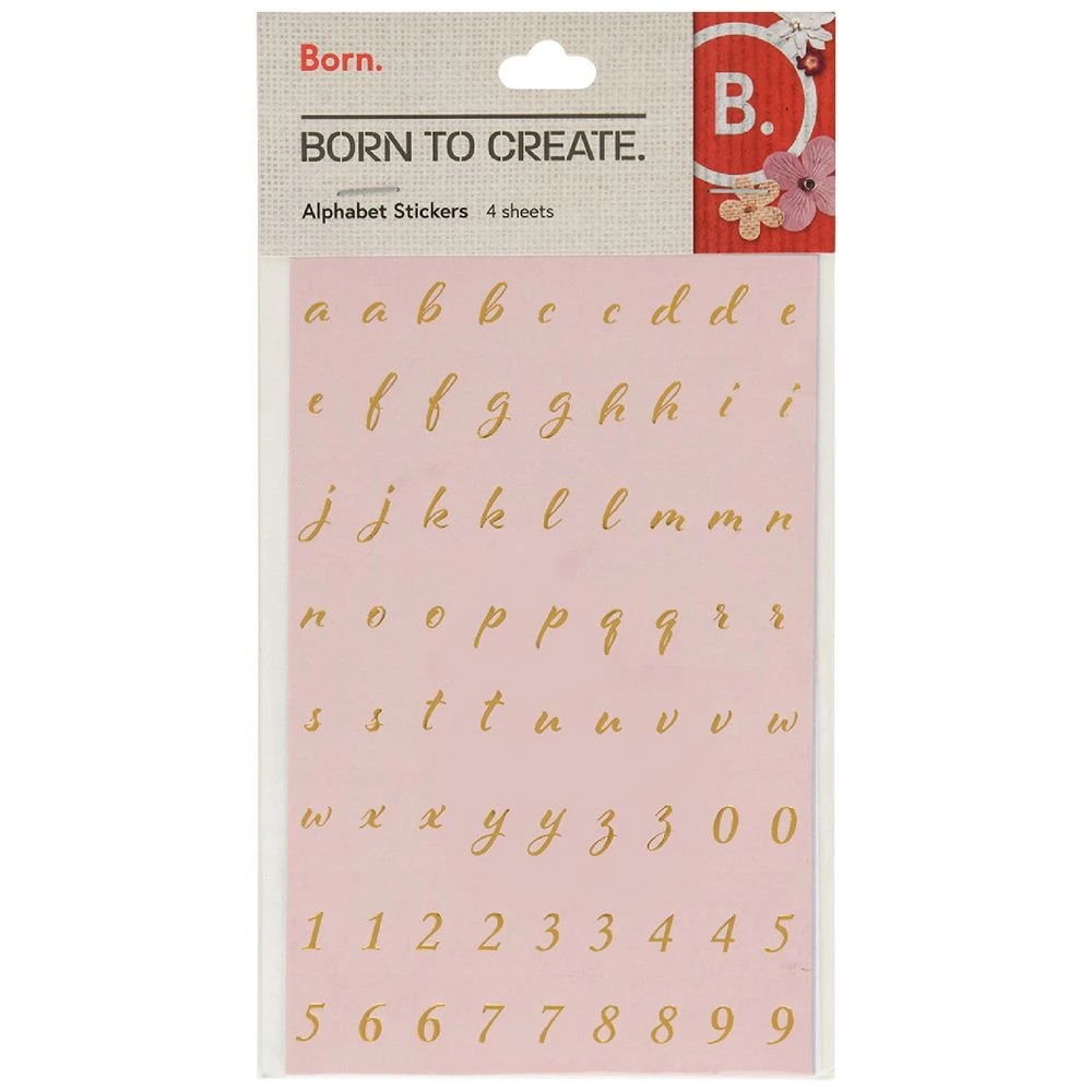 1 Born Alphabet Stickers 110 x 170mm Gold Foil 4 Sheet, 1 of 2