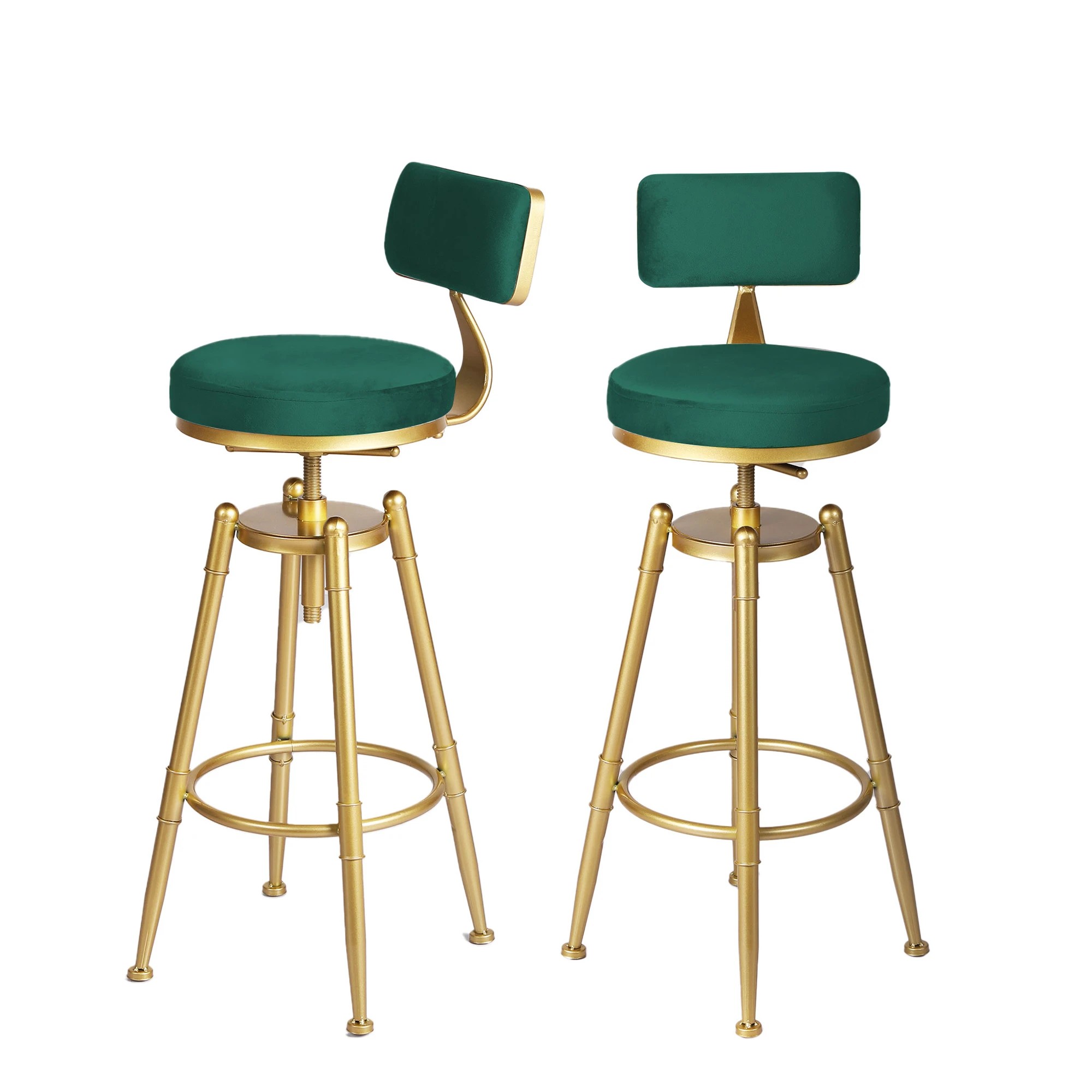 1 Levede 1x Bar Stool Velvet - Green, 1 of 6