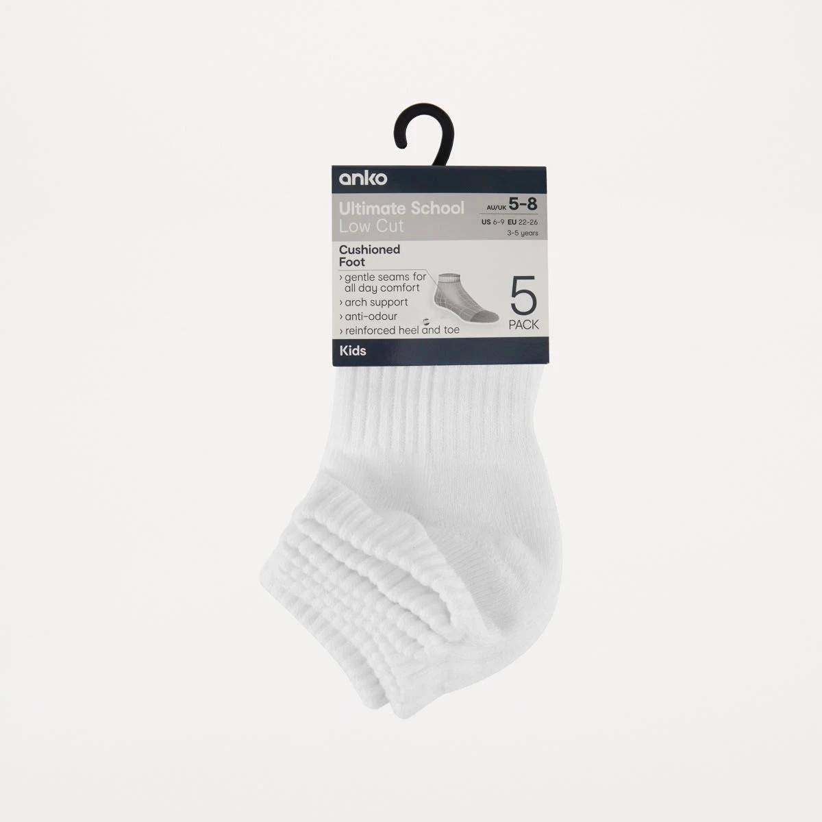 3 5 Pack Ultimate School Low Cut Socks WHITE, 3 of 3