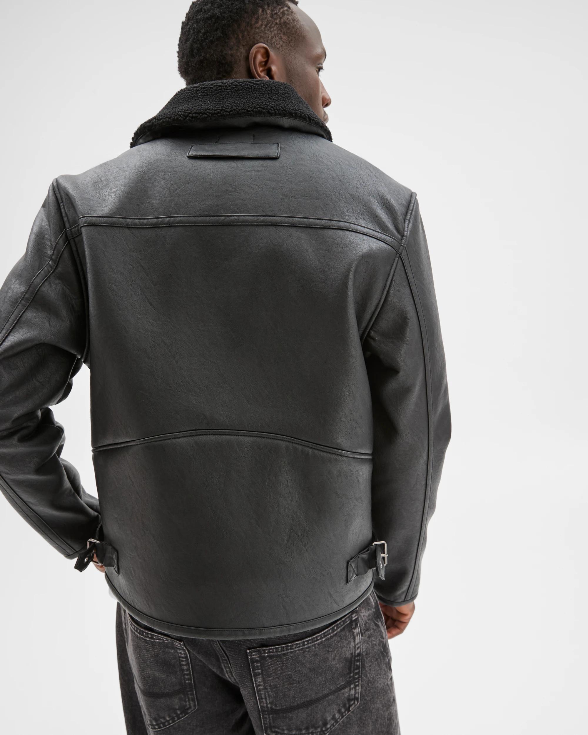 6 Commons Shirling Vegan Leather Flight Jacket BLACK, 6 of 6