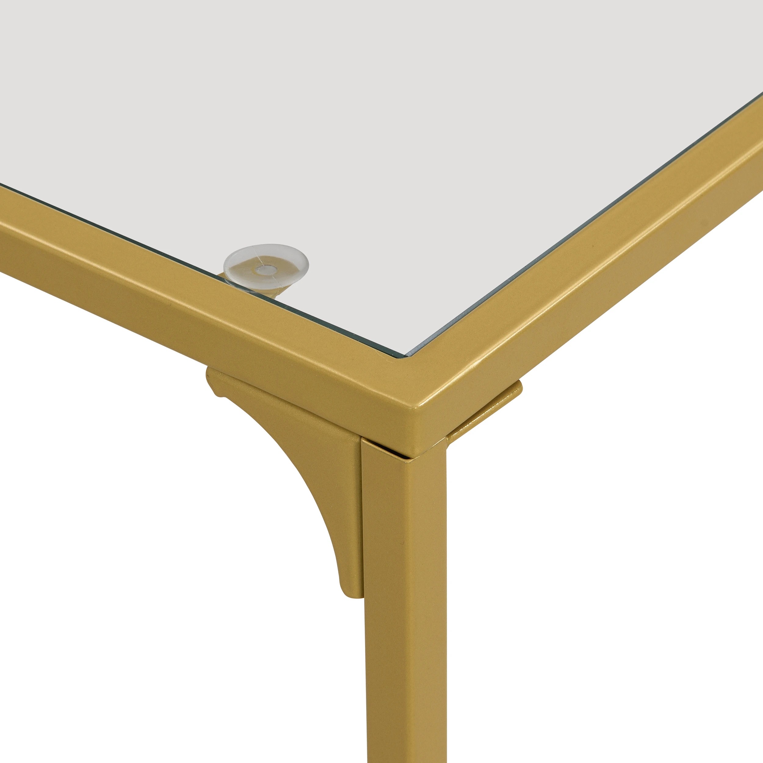 7 IHOMDEC Tempered Glass Side Table Set of 2 - Gold, 7 of 10